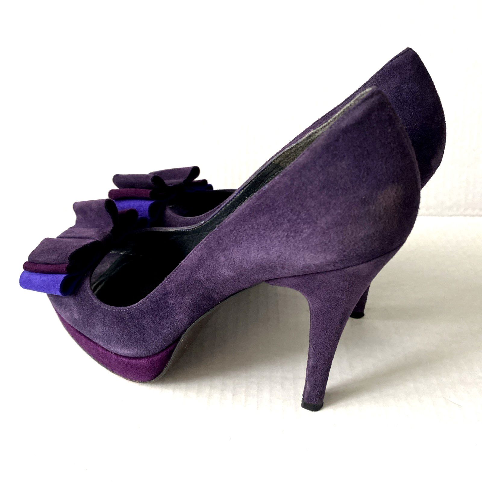 Stuart Weitzman Stuart Weitzman Pump Platform Moda Purple Suede Peep Toe 6.5 Size US 6.5 / IT 36.5 - 8 Thumbnail