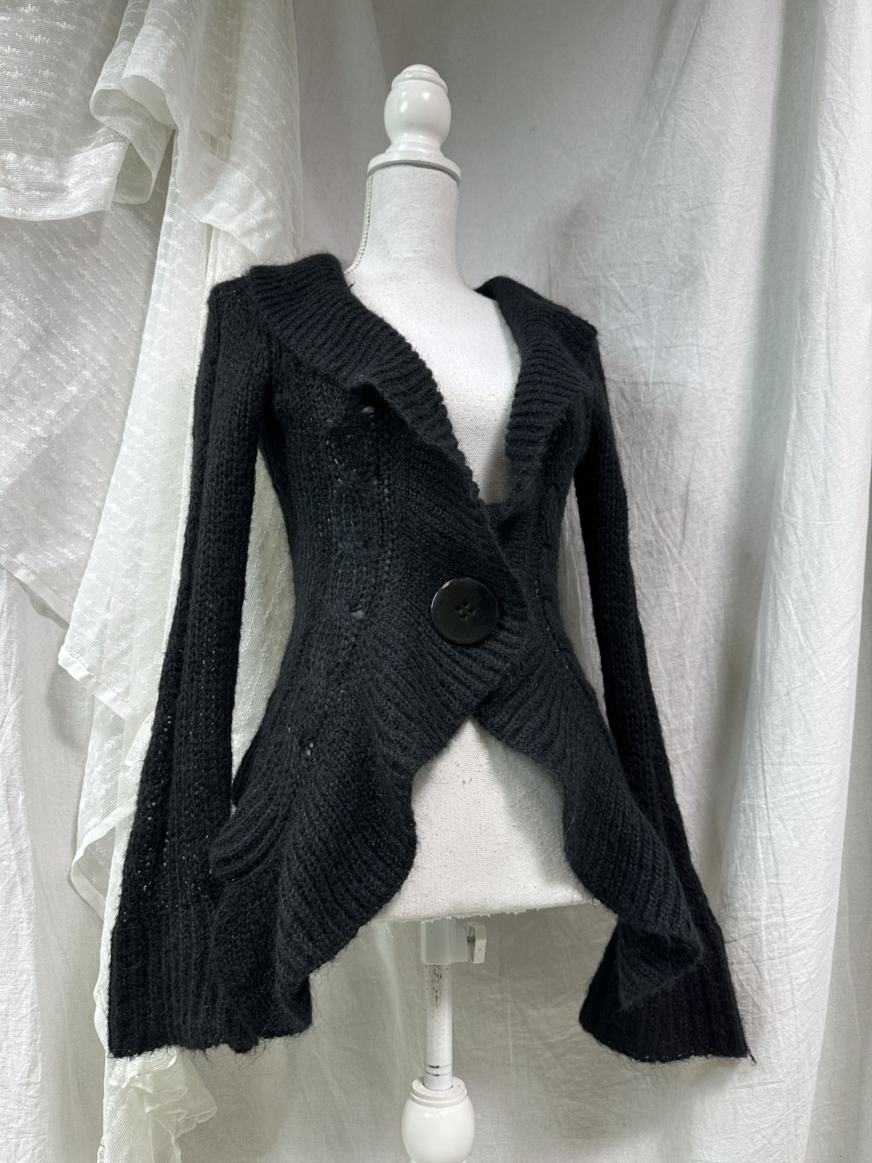 Vintage Vintage Avant Garde Mohair Big Button Cardigan Y2K Size S / US 4 / IT 40 - 1 Thumbnail