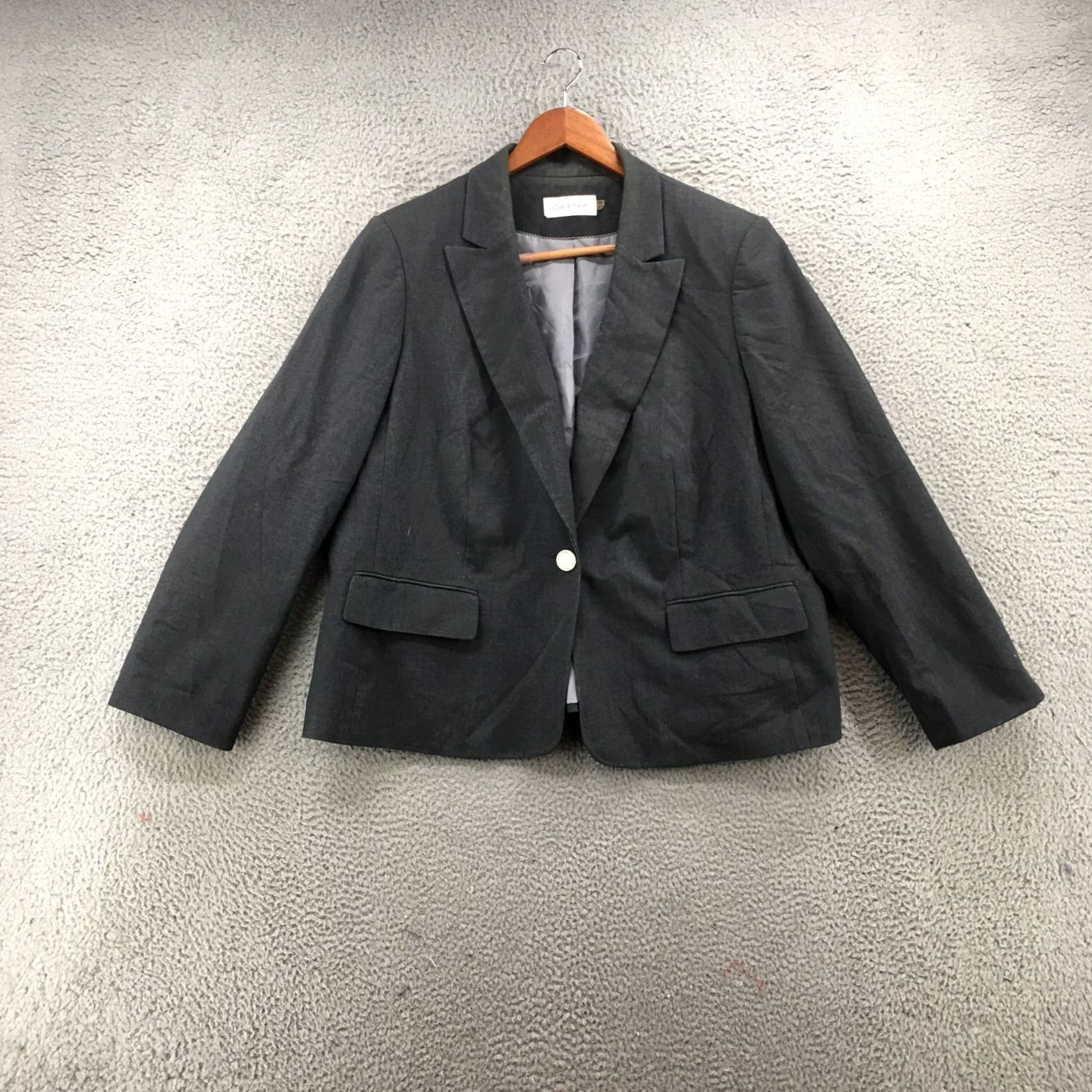 Calvin Klein Calvin Klein Blazer Womens 22W Grey Single-Breasted Collared Long Sleeve Sport Coat Jacket Size 3XL / US 20-22 - 2 Thumbnail