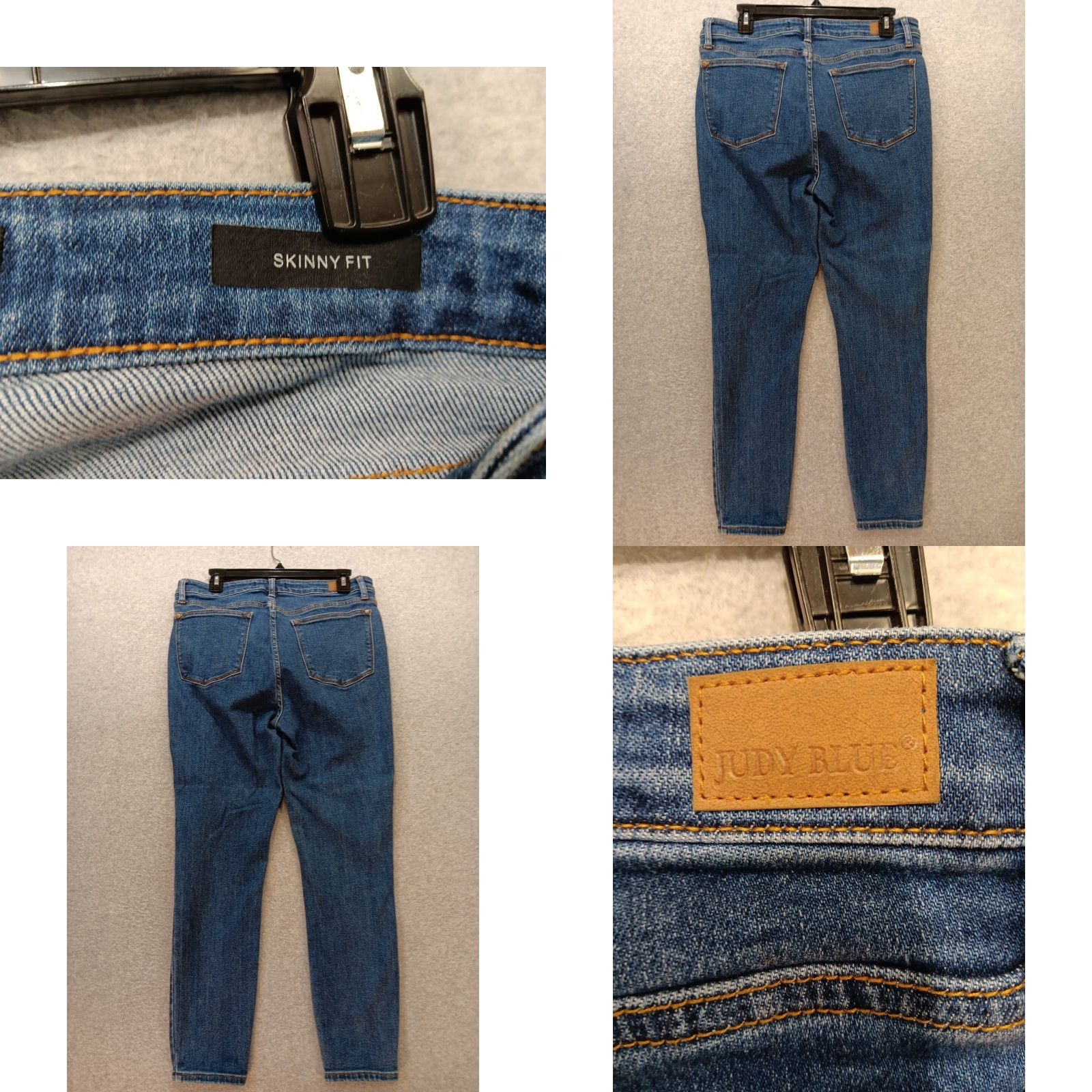 Vintage Judy Blue Jeans Skinny Fit High Rise Womens 31x27 Blue Denim Stretch 5-Pocket Zipper Button Jeans Size 24" / US 00 / IT 34 - 9 Thumbnail