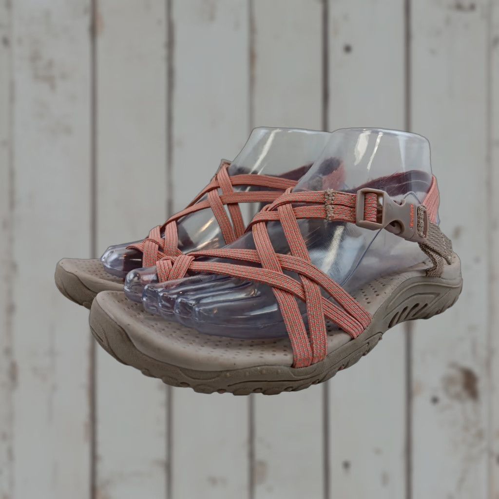 SKECHERS Skechers Reggae Irie Mon Sandals Woman’s Size 7 Taupe Coral Backstrap Geometric Clip Wedge Size US 7 / IT 37 - 1 Thumbnail