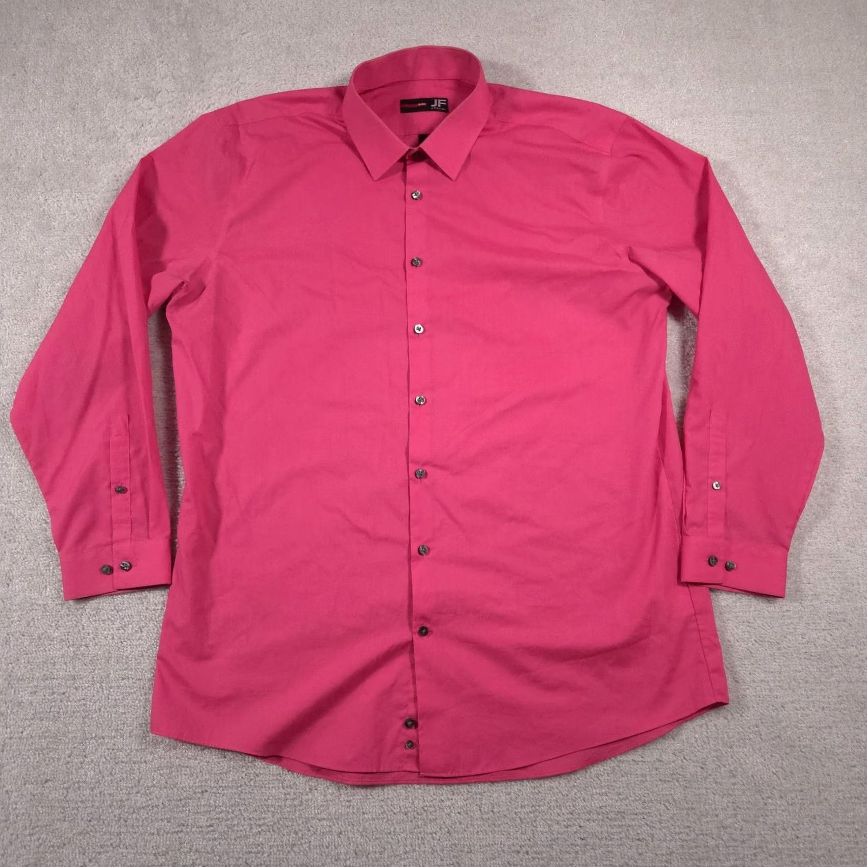 Vintage J Ferrar Shirt Mens XL Pink Slim Fit Button Down Long Sleeve Dress Shirt Modern Size 46R - 2 Thumbnail