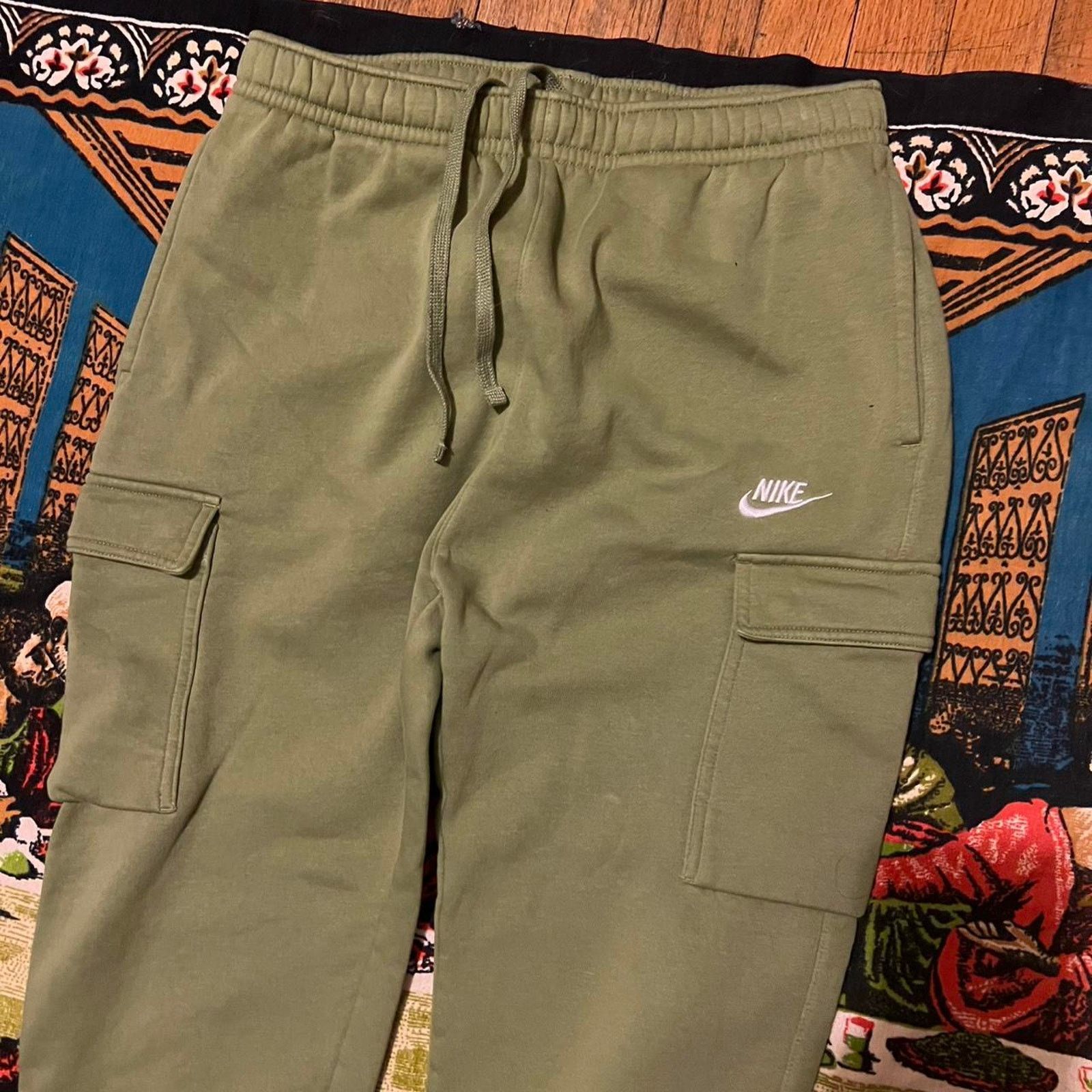 Nike × Vintage Nike green sweatpants medium small swoosh baggy straight y2k Size US 32 / EU 48 - 2 Thumbnail