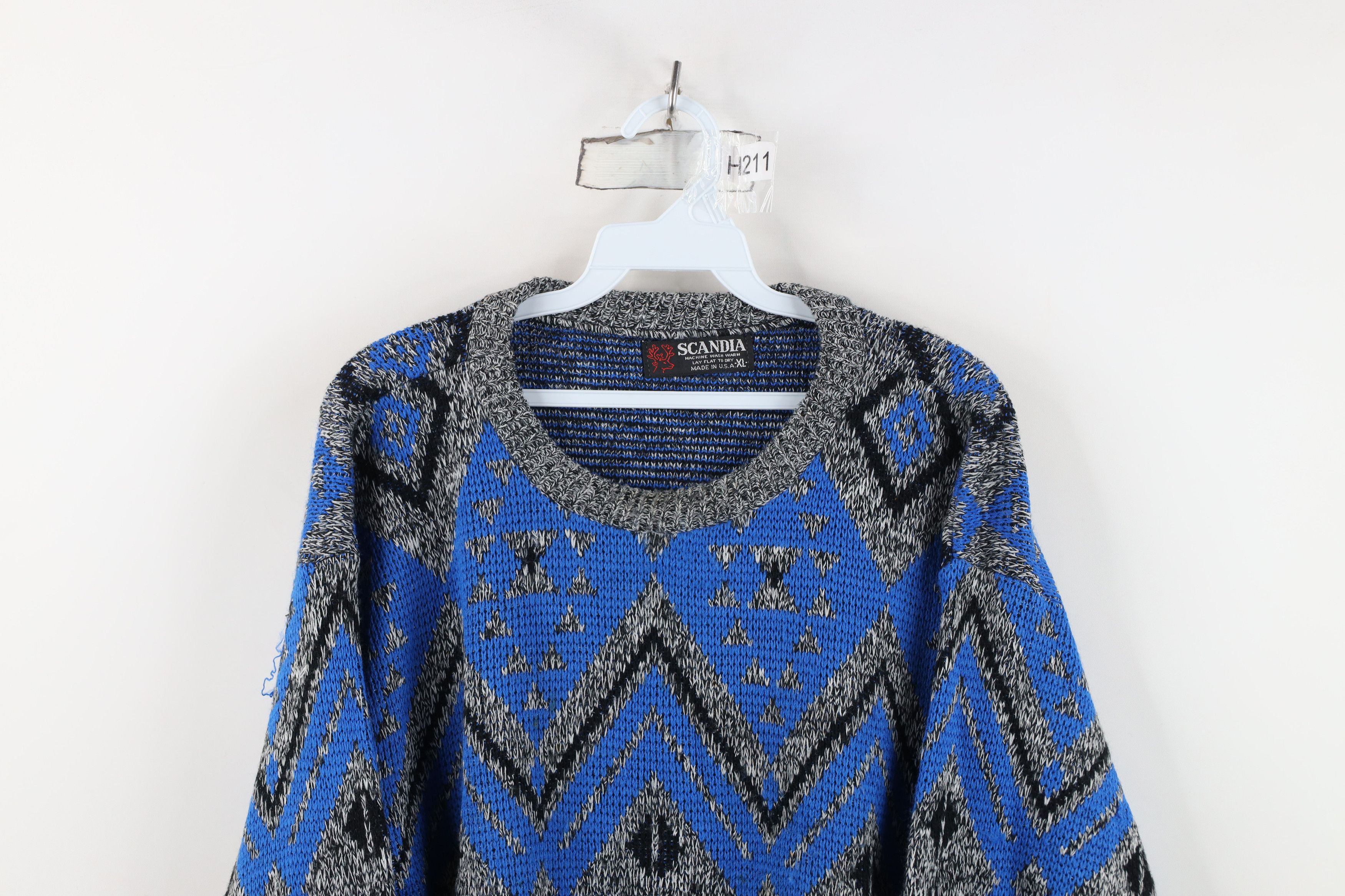 Vintage Vintage 90s Streetwear Fair Isle Diamond Knit Sweater USA Size XL / US 12-14 / IT 48-50 - 2 Thumbnail