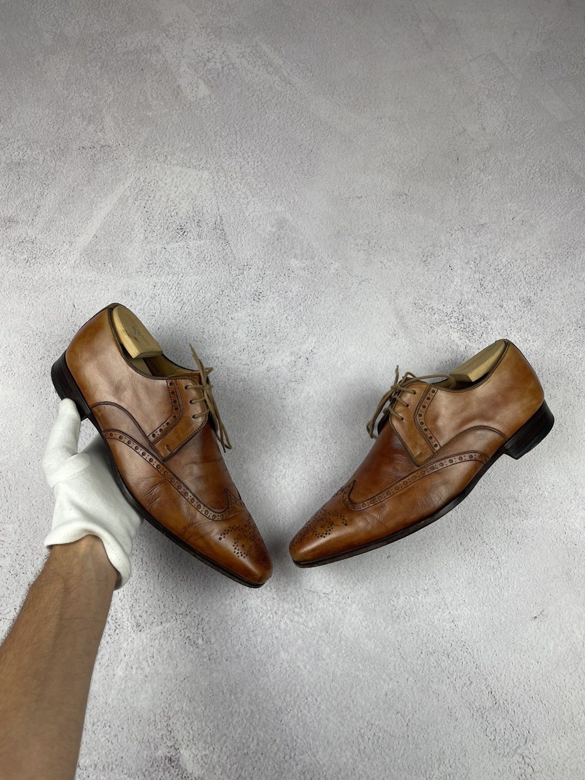 Magnanni Magnanni Brown Leather Oxford Dress Shoes EU 42 US 9M Size US 9 / EU 42 - 2 Thumbnail