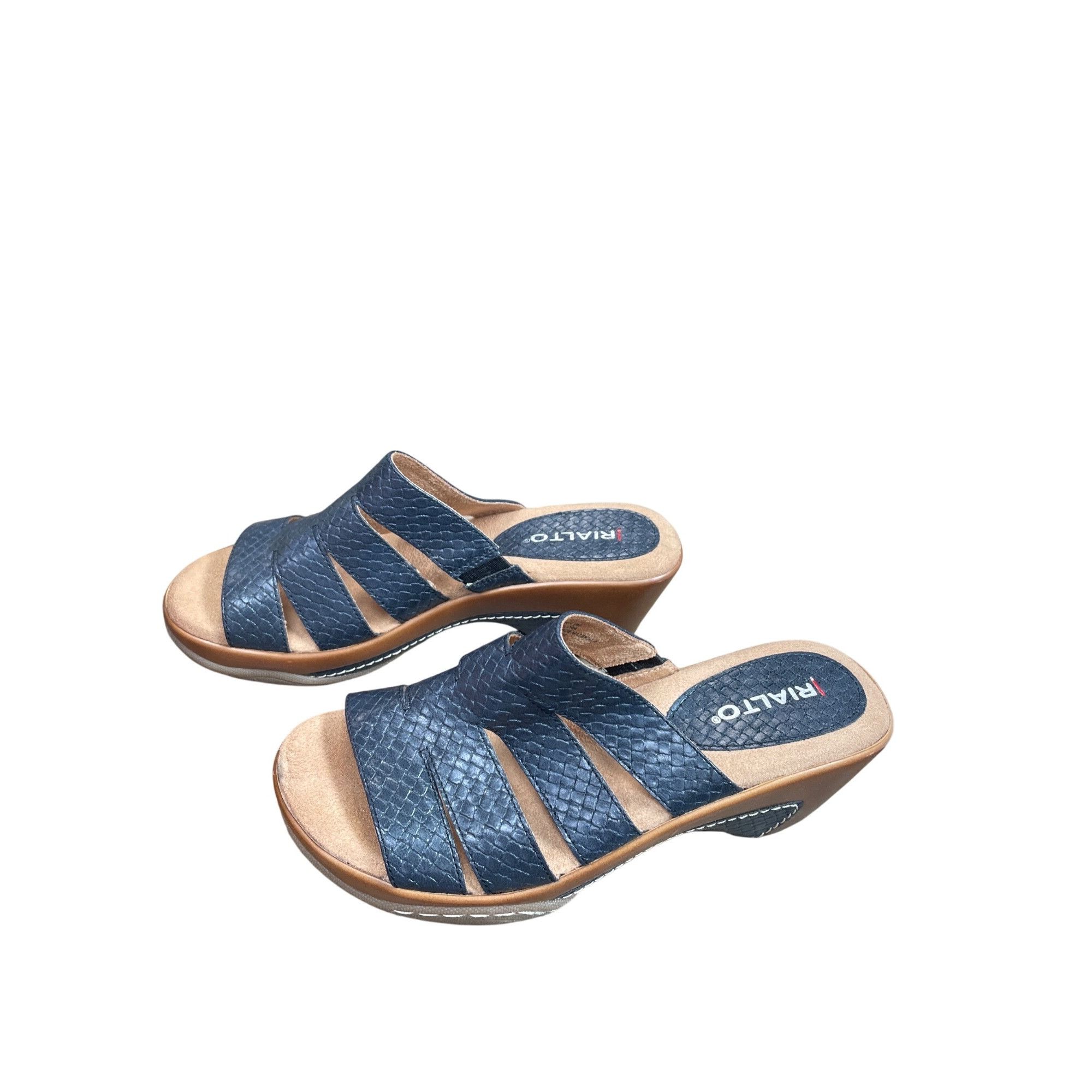 Other Rialto Womens synthetic Navy Blue Slide Wedge Sandals Sz 6M Size US 6 / IT 36 - 3 Thumbnail