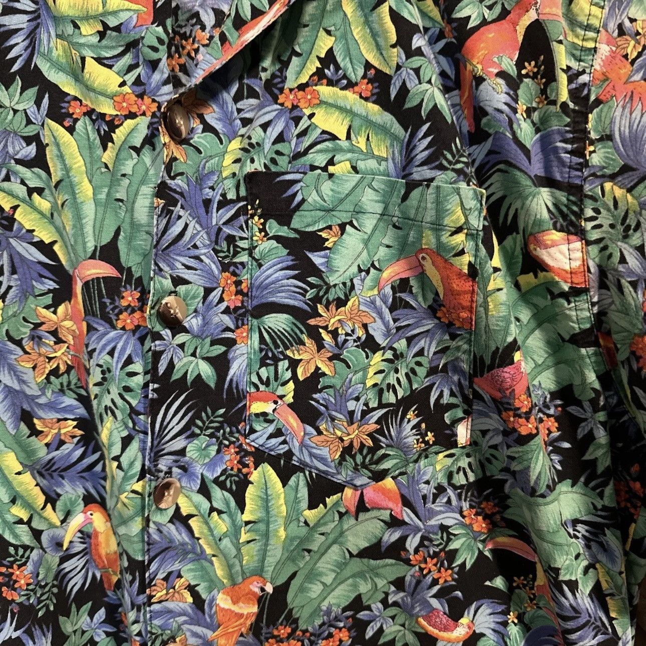 Vintage Vintage Toucan Dance Hawaiian Shirt Tropical Bird AOP Button Size US M / EU 48-50 / 2 - 2 Thumbnail