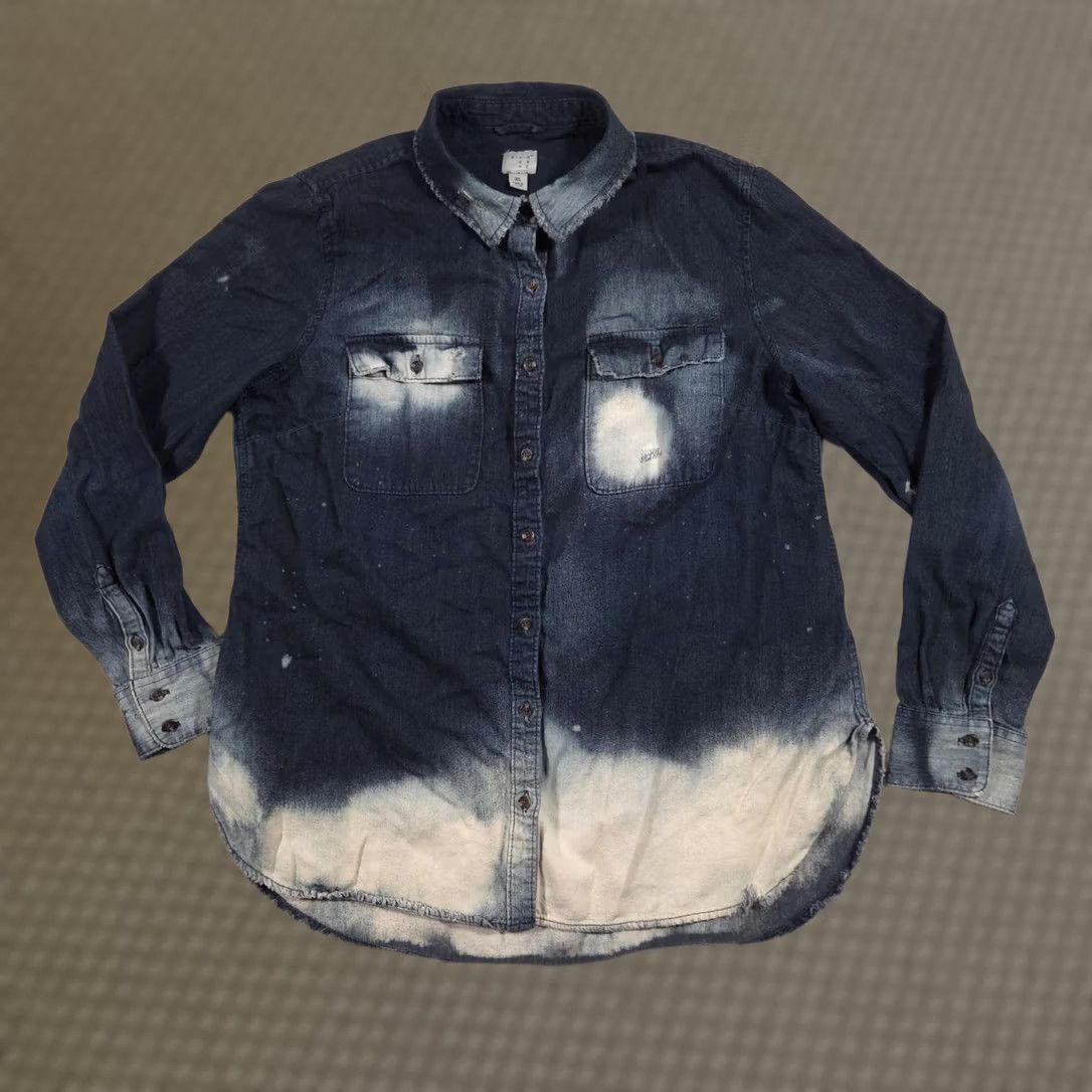Denime VINTAGE a.n.d Shirt Womens XL Blue Denim Bleached Crime Show Graphic Long Sleeve Top Size XL / US 12-14 / IT 48-50 - 1 Thumbnail