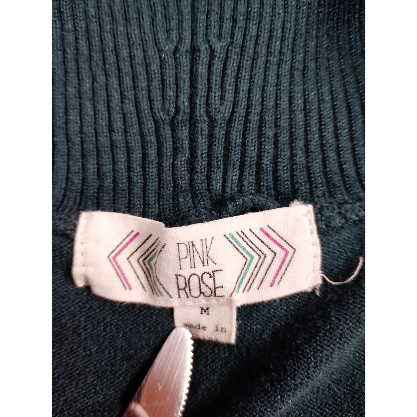 Pink Pink Rose Teal Wrap-Style Knit Top with black Panels Size M / US 6-8 / IT 42-44 - 4 Thumbnail