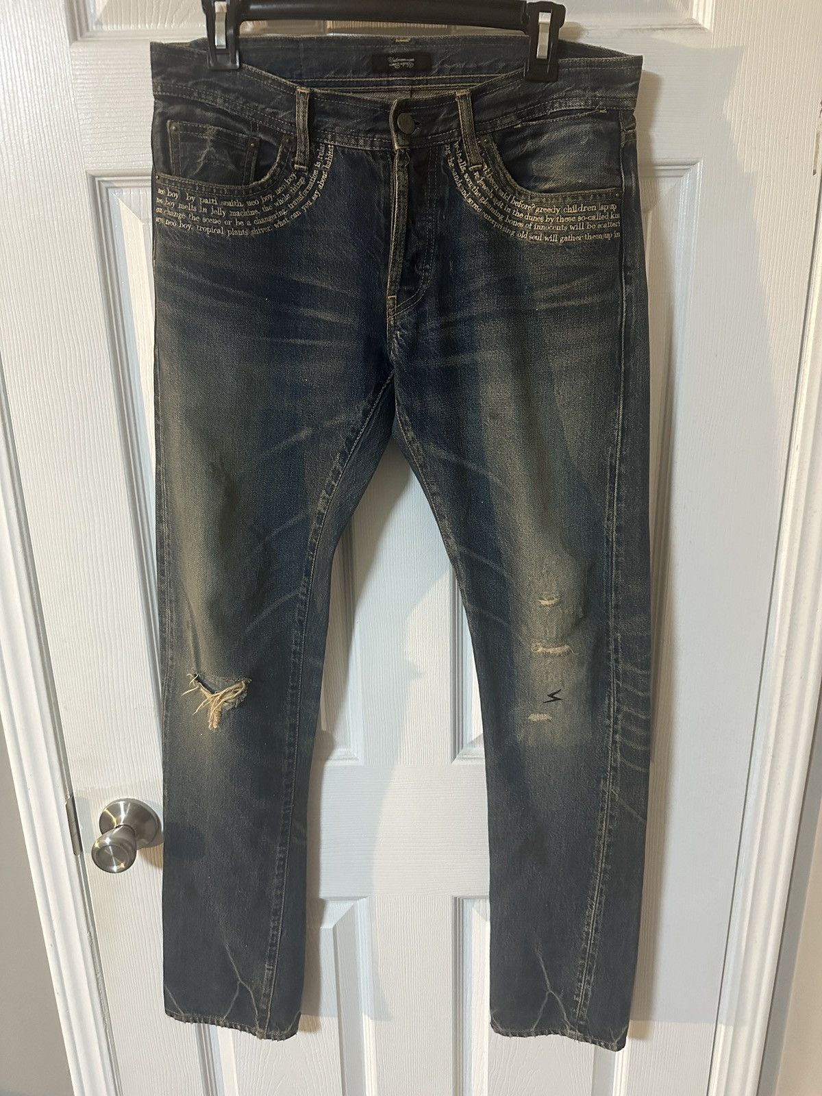 image of Undercover 09Ss Patti Smith Studded Denim in Bleu, Men's (Size 31)