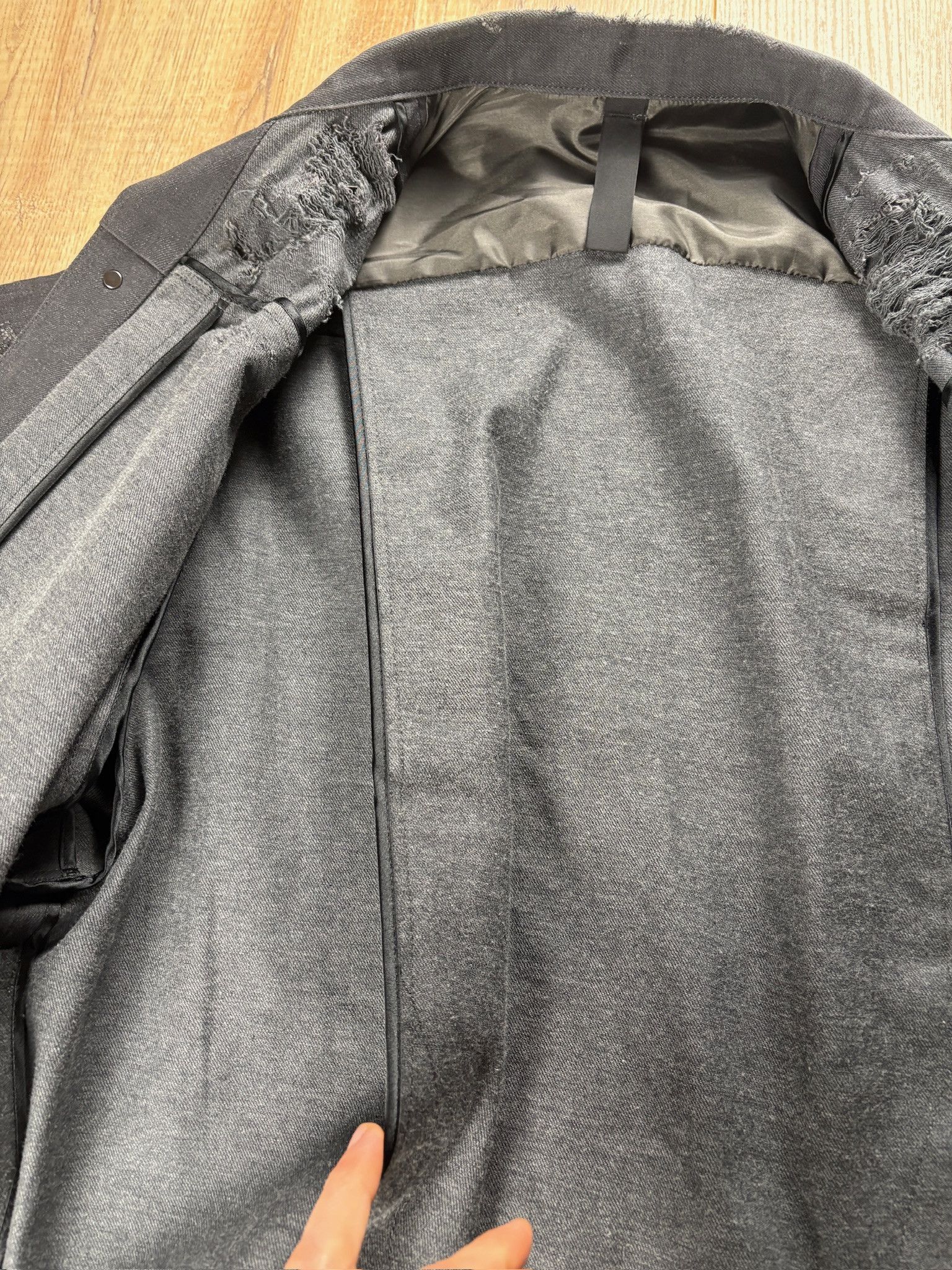 Japanese Brand Shinya Kozuka Oversized Distressed Jacket Charcoal Grey Size US M / EU 48-50 / 2 - 11 Thumbnail