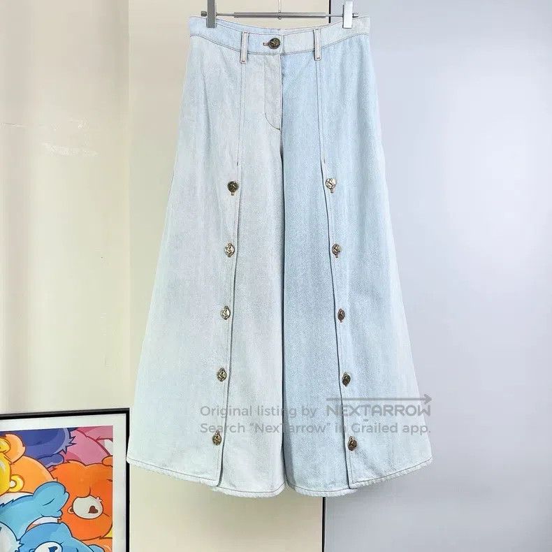 Chanel Chanel 18C buckled slit denim wide-leg trousers Size 24" / US 00 / IT 34 - 1 Thumbnail