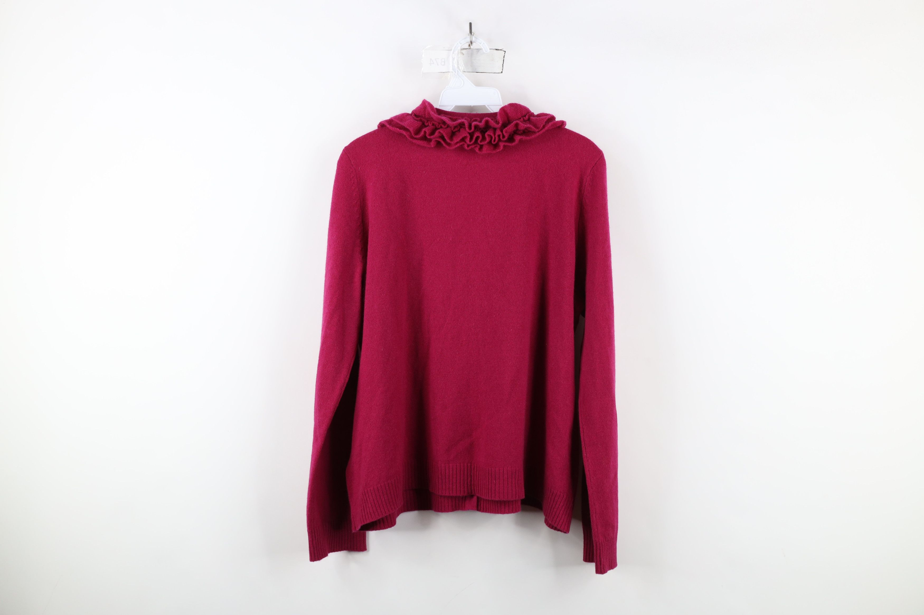 Vintage Vintage 90s Streetwear Cashmere Cardigan Sweater Magenta Size L / US 10 / IT 46 - 11 Thumbnail