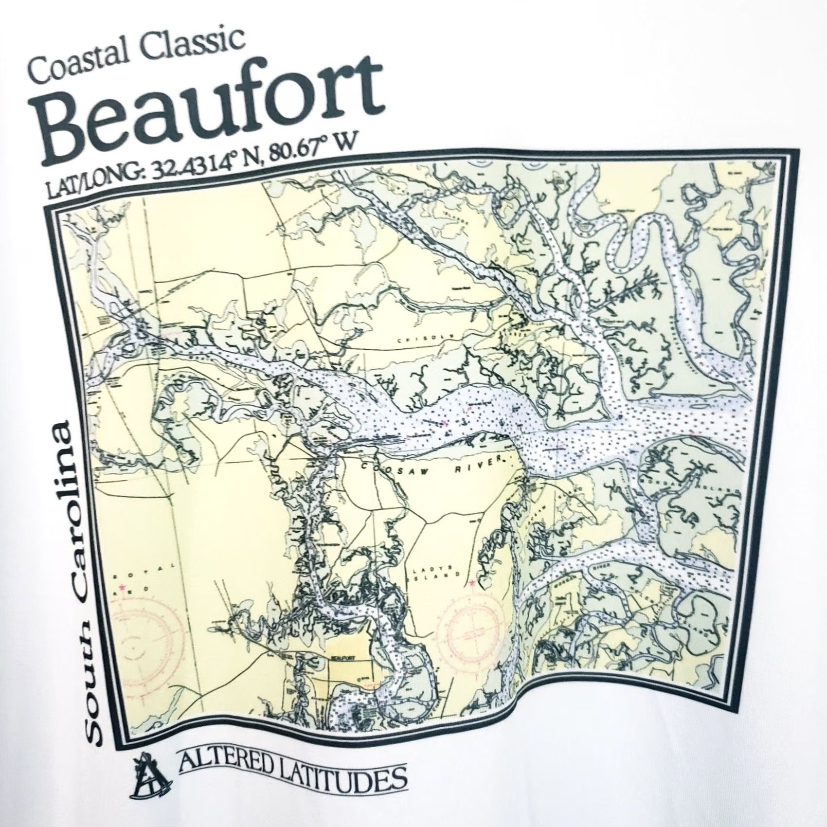 Area Altered Latitudes Higher Ground Men L Blue L. Sleeve Map Shirt Beaufort SC Area Shirt Size US L / EU 52-54 / 3 - 7 Thumbnail