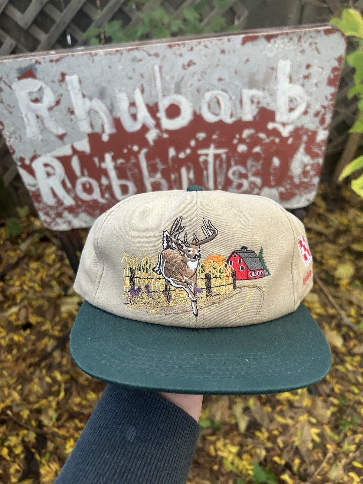 Vintage 80s snapback hat purina chow embroidered deer buck farm USA Size ONE SIZE - 2 Thumbnail