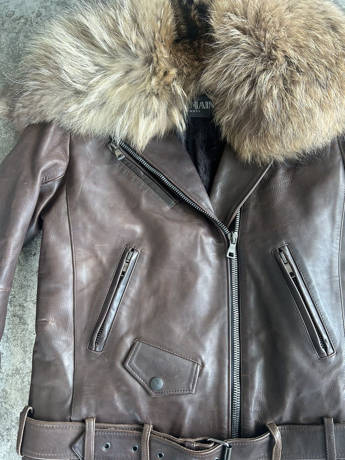 Balmain Balmain by Decarnin AW11 Brown Leather Fur Jacket Size US XS / EU 42 / 0 - 5 Thumbnail