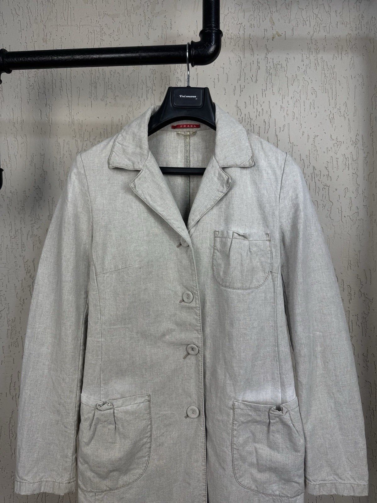 Prada Vintage Prada Sport Woman Luxury Beige Cotton Linen Coat Size M / US 6-8 / IT 42-44 - 2 Thumbnail
