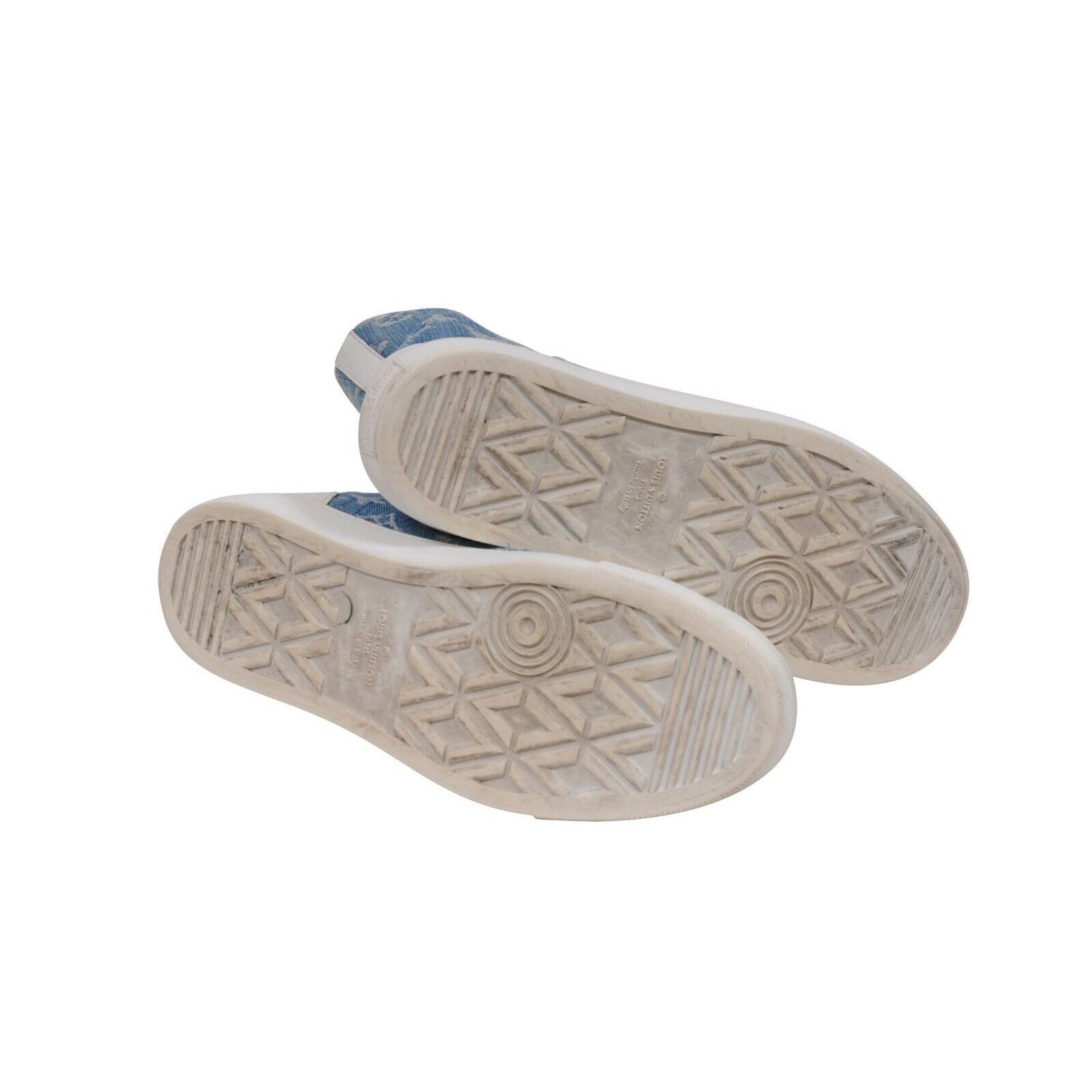 Louis Vuitton White Blue Denim LV Tattoo High Top Sneakers - 01897 Size US 9 / EU 42 - 10 Thumbnail