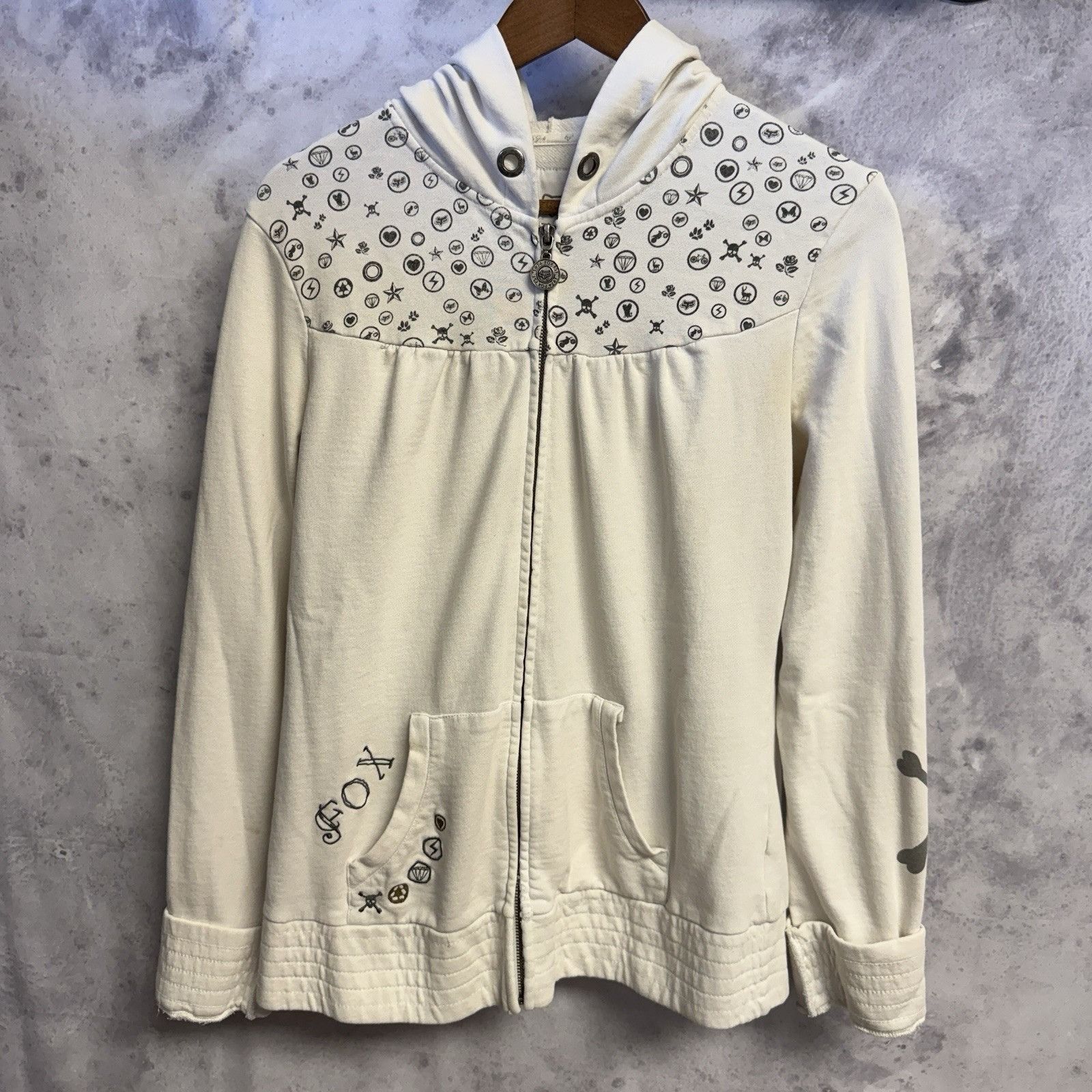 Fox Racing Fox Racing Hoodie Girls XL White Full Zip Y2K Grunge Sweatsh Size XL / US 12-14 / IT 48-50 - 1 Thumbnail