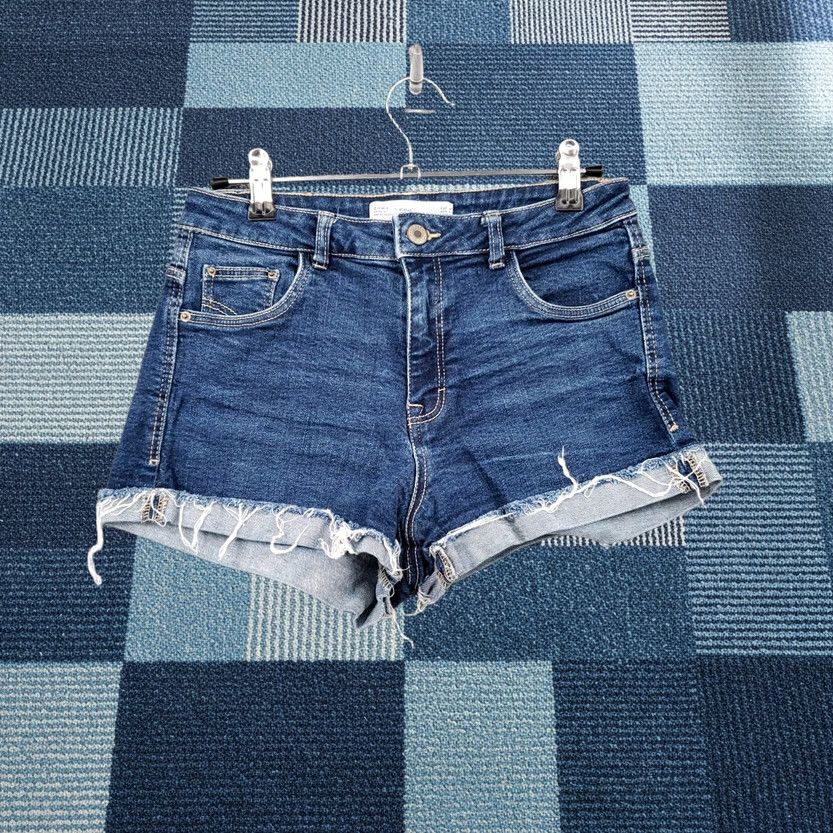 Zara Zara Pants Womens 4 Blue Trafaluc Shorts Mid Rise Wash Hot Cuffed Denim Size 27" / US 4 / IT 40 - 1 Thumbnail