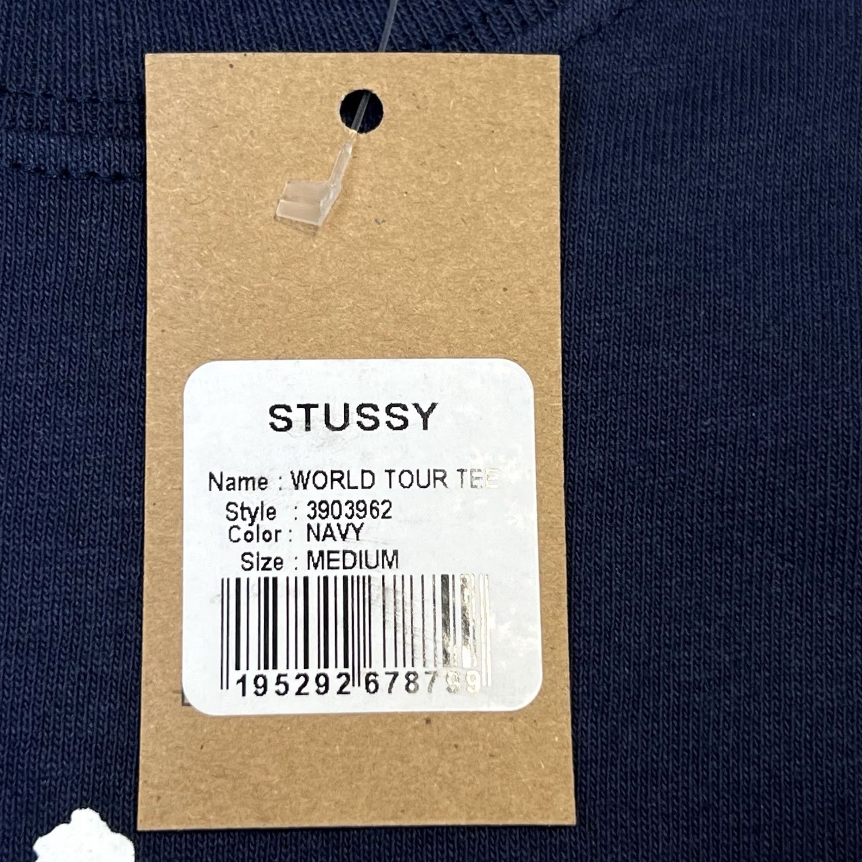 Vintage Stussy World Tour Logo Tee Shirt Blue Mens M Short Sleeve Graphic Print T-Shirt 2020s Regular Fit Size US M / EU 48-50 / 2 - 7 Thumbnail