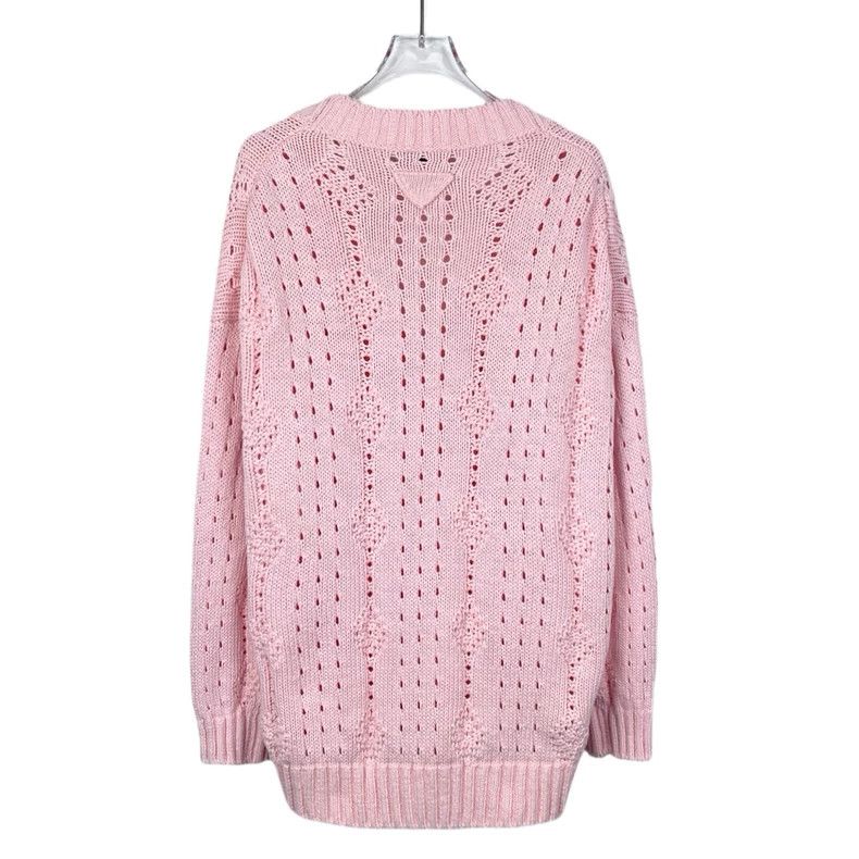 Prada Prada 22 pink V-neck cotton knitted cardigan coat Size XS / US 0-2 / IT 36-38 - 2 Thumbnail
