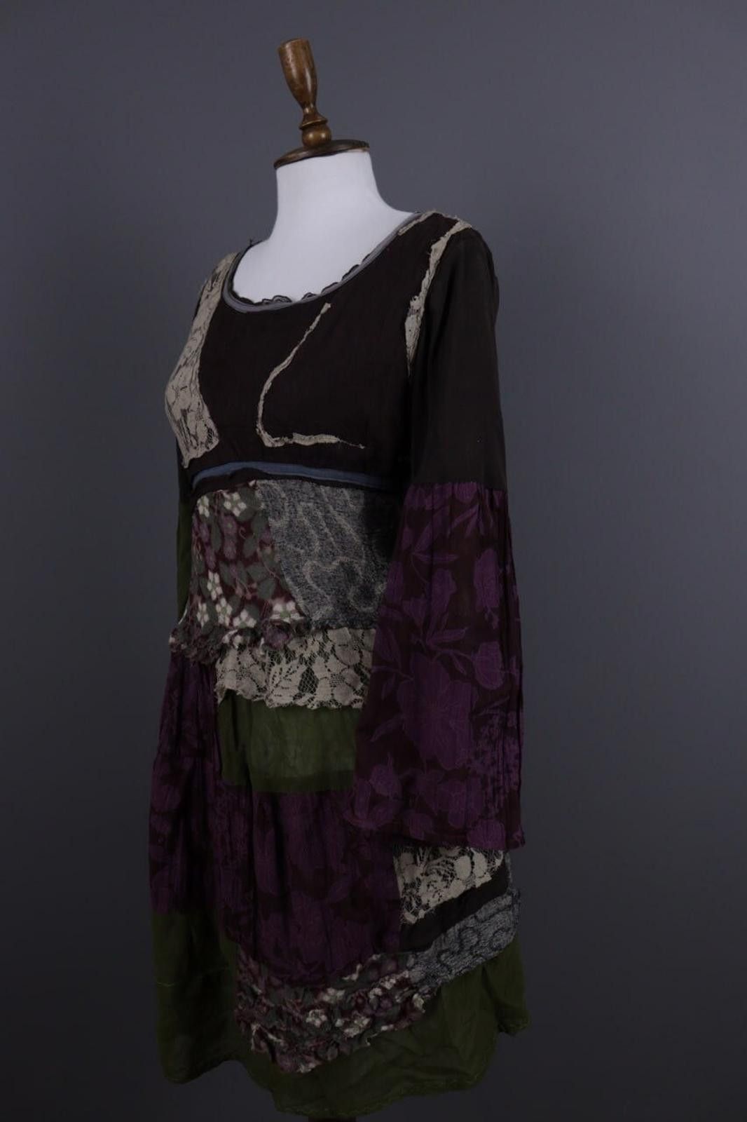 Designer Elisa Cavaletti Multicolor Boho Kaftan Layered Midi Dress Size M / US 6-8 / IT 42-44 - 9 Thumbnail
