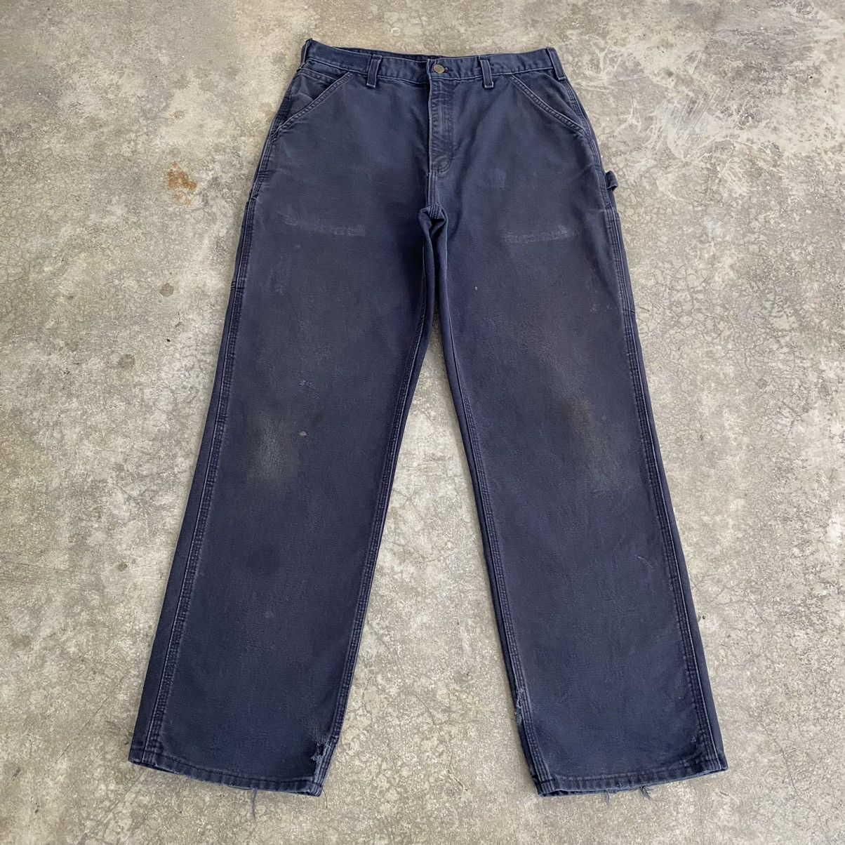 Carhartt Vintage Carhartt Faded Midnight Blue Carpenter Pants Size US 31 - 1 Thumbnail