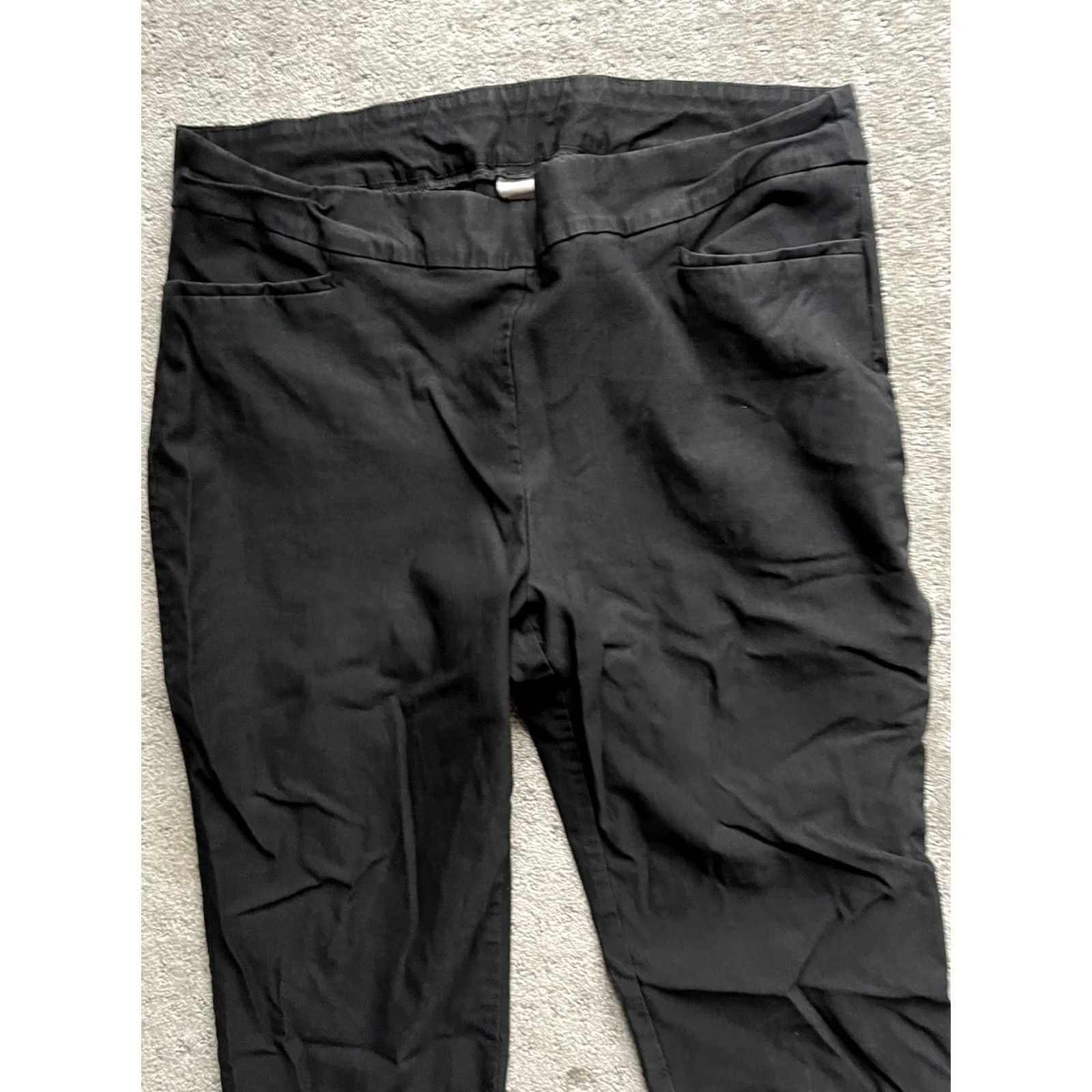 Vintage Chicos Pants Women's 3P(16P) Black Solid Pull On Stretch Pockets Size 38" / US 16 / IT 52 - 2 Thumbnail