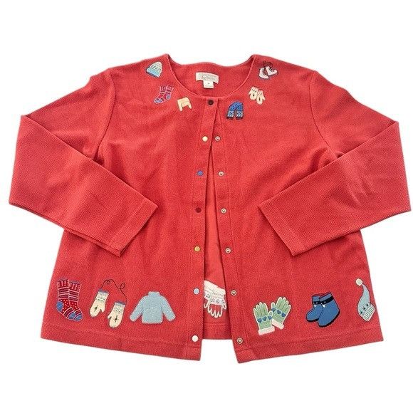 Other Vintage 2003 Christopher & Banks Coral Knit Cardigan with Wi Size M / US 6-8 / IT 42-44 - 1 Thumbnail