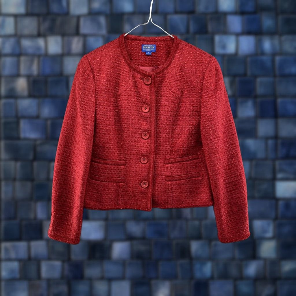 Pendleton Pendleton Blazer Jacket Women's Wool Blend Red Button Up Size 10 VTG 90s Wrapped in Color? Size L / US 10 / IT 46 - 1 Thumbnail