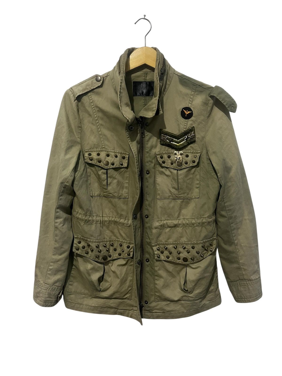 Japanese Brand Studded Punk Military Field Jacket Olive Drab Size US M / EU 48-50 / 2 - 2 Thumbnail