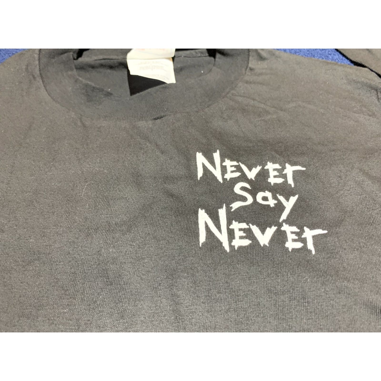 Vintage Christian T-shirt Long Sleeve Black Small “Never Say Never” Philippians 4:13 Size US S / EU 44-46 / 1 - 3 Thumbnail