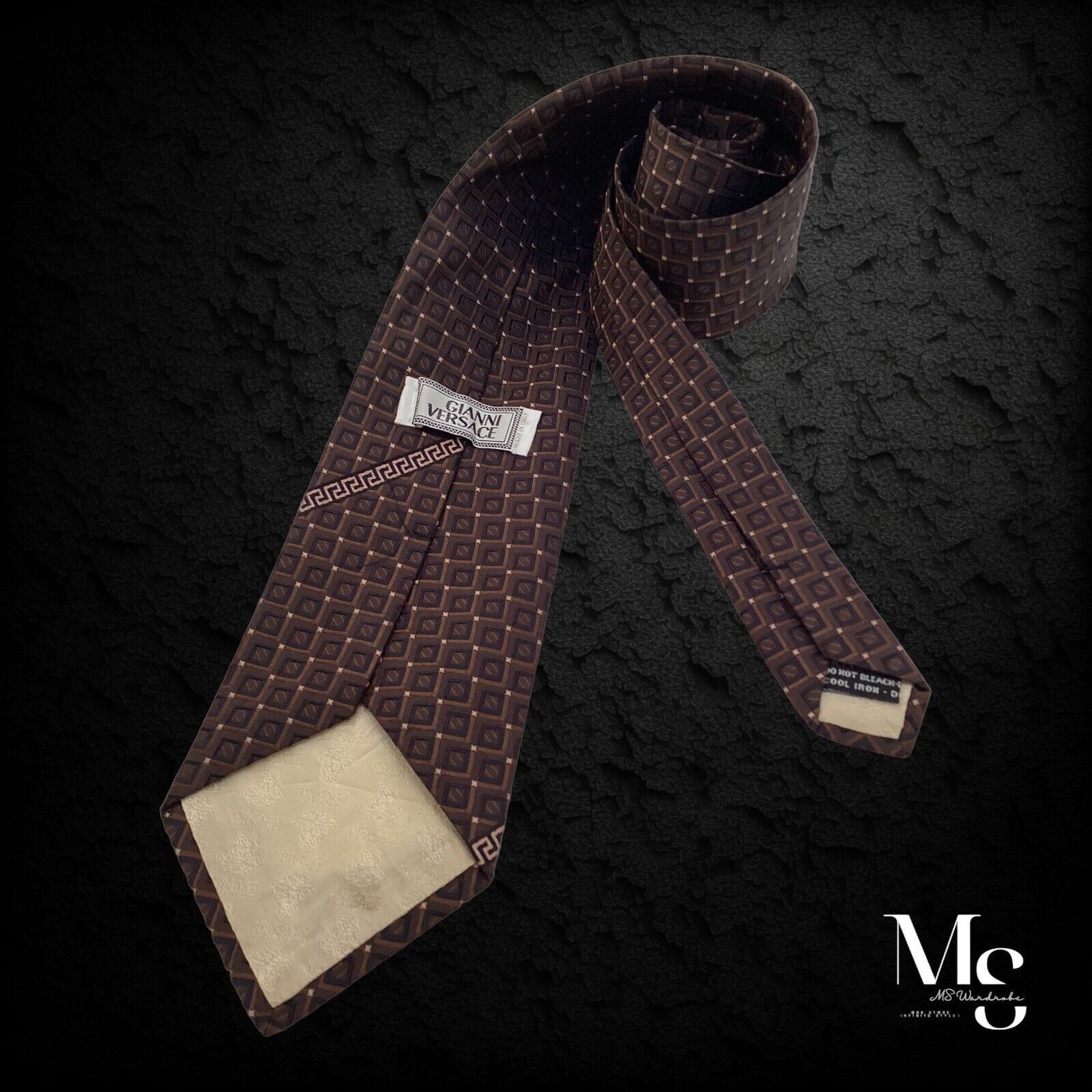 Versace GIANNI VERSACE Brown Geometric Baroque Medusa Italy Silk Tie Size ONE SIZE - 2 Thumbnail