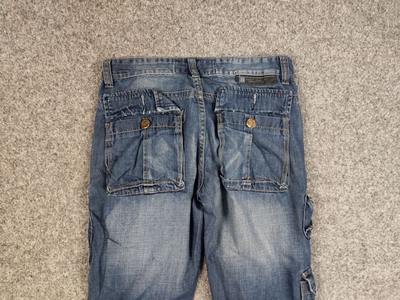 Japanese Brand Vintage Japan Samurai Distressed Cargo Denim Faded Jeans Y2K Size US 30 / EU 46 - 12 Thumbnail