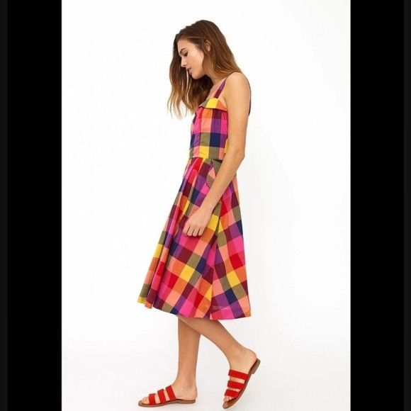 Emily & Fin Sunset shops Plaid Midi Dress