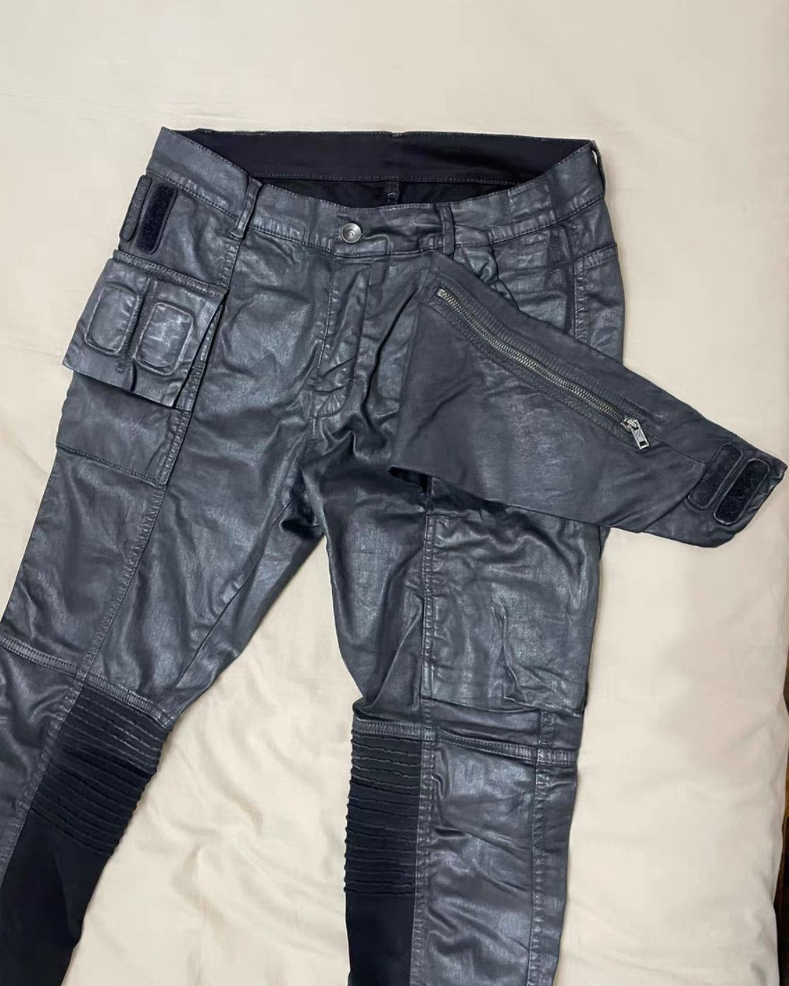 Rick Owens Rick Owens double lined diagonal placket brushed wax pants Size US 31 - 3 Thumbnail