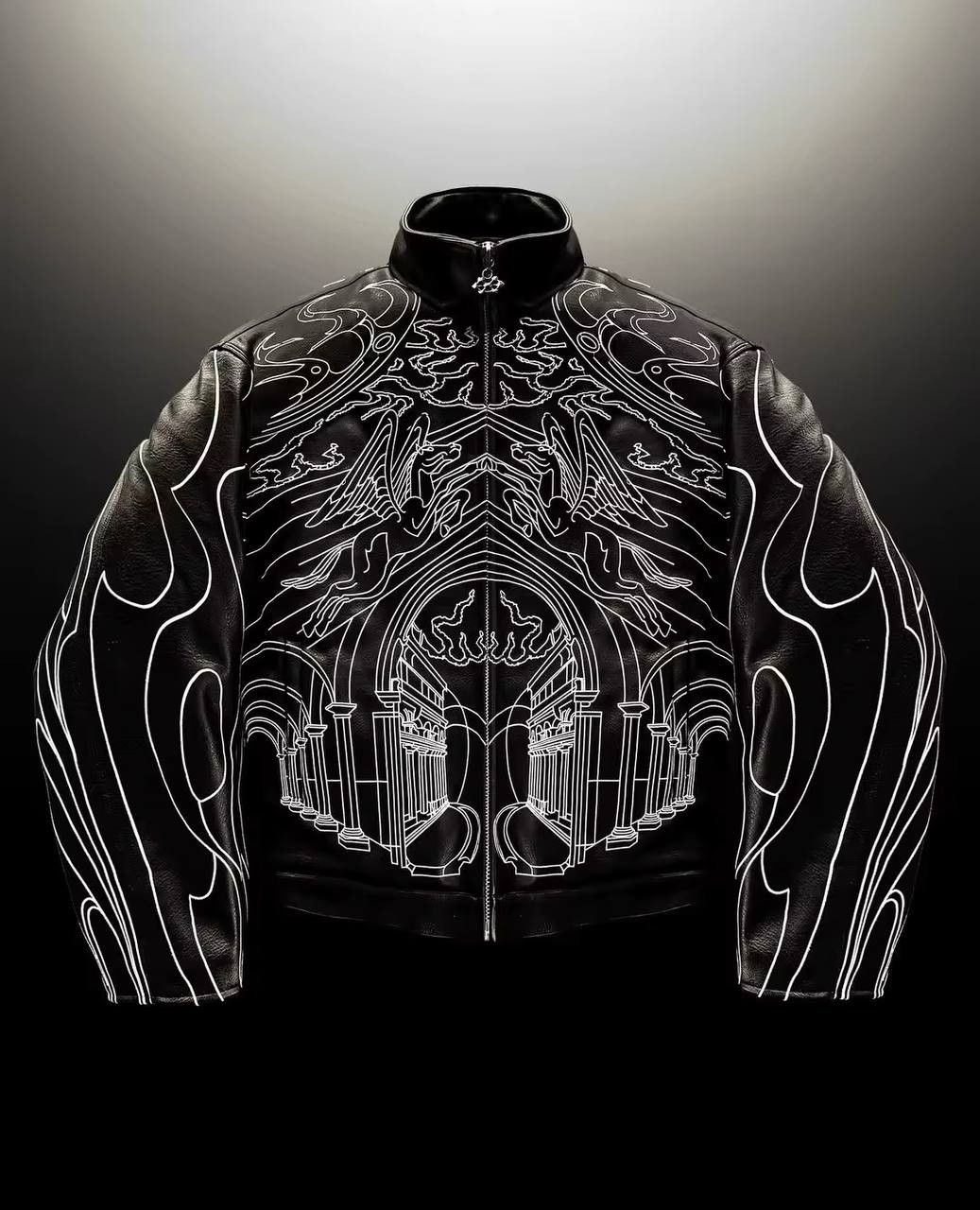 Japanese Brand × Vintage shortened leather jacket with design (faux leather) Size US M / EU 48-50 / 2 - 5 Thumbnail