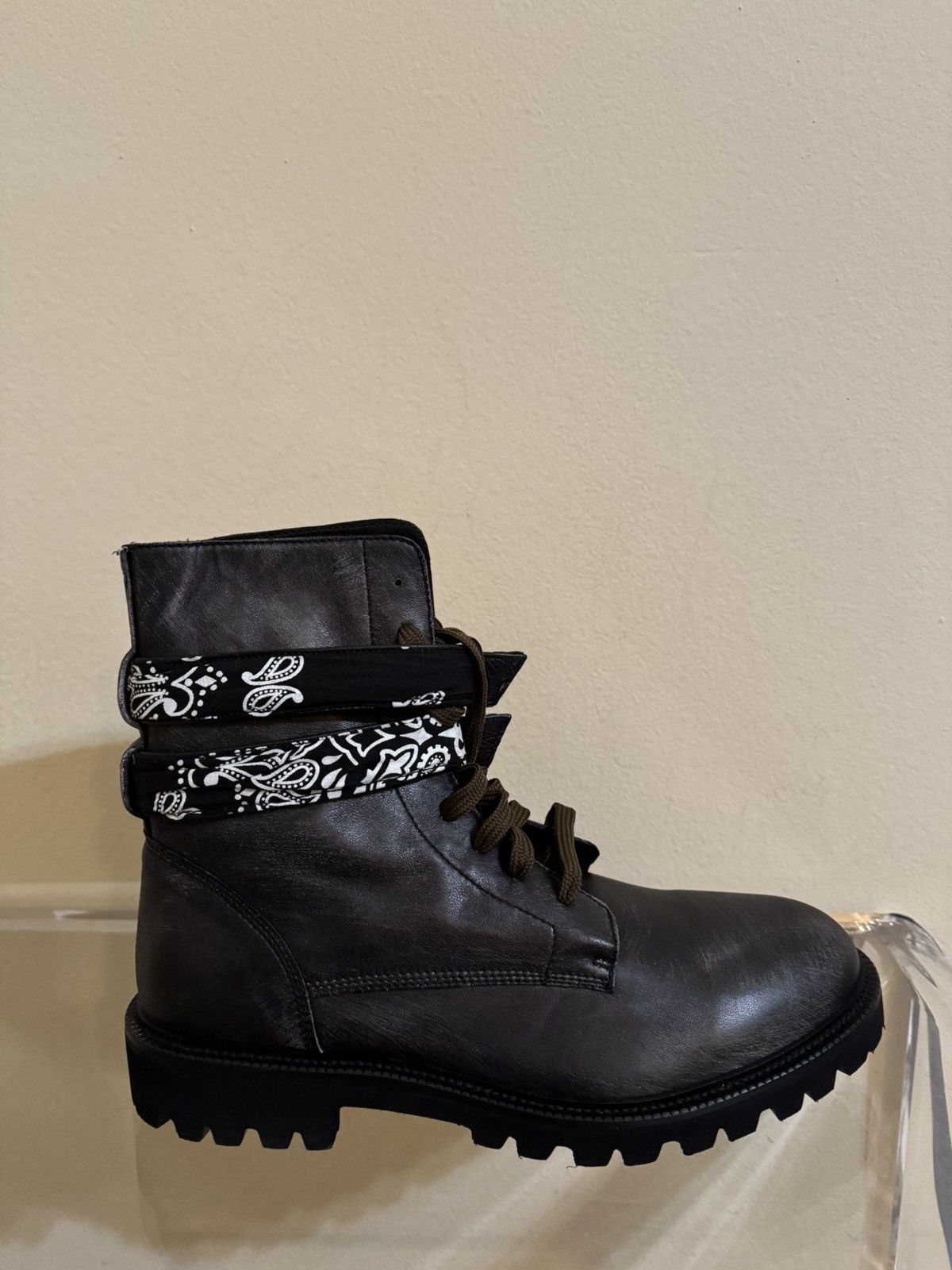 Amiri Amiri Bandana High Top Leather Combat Boots Black 43 Size US 10 / EU 43 - 7 Thumbnail