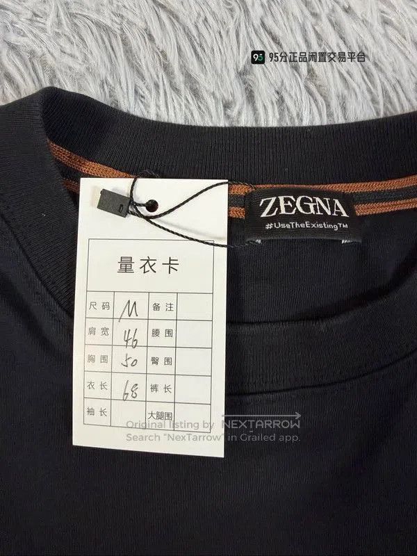 Ermenegildo Zegna Zegna Solid Logo Print Crew Neck T. Size US M / EU 48-50 / 2 - 3 Thumbnail