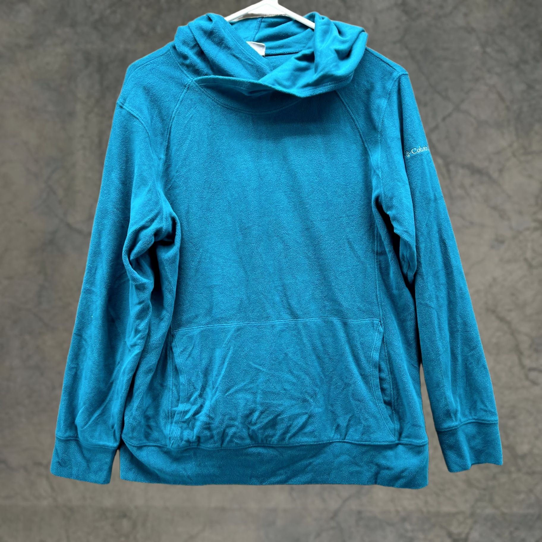 KangaROOS Columbia Hoodie Womens XL Teal Blue Pullover Fleece Long Sleeve Kangaroo Pocket Adjustable Pockets Logo Size XL / US 12-14 / IT 48-50 - 1 Thumbnail
