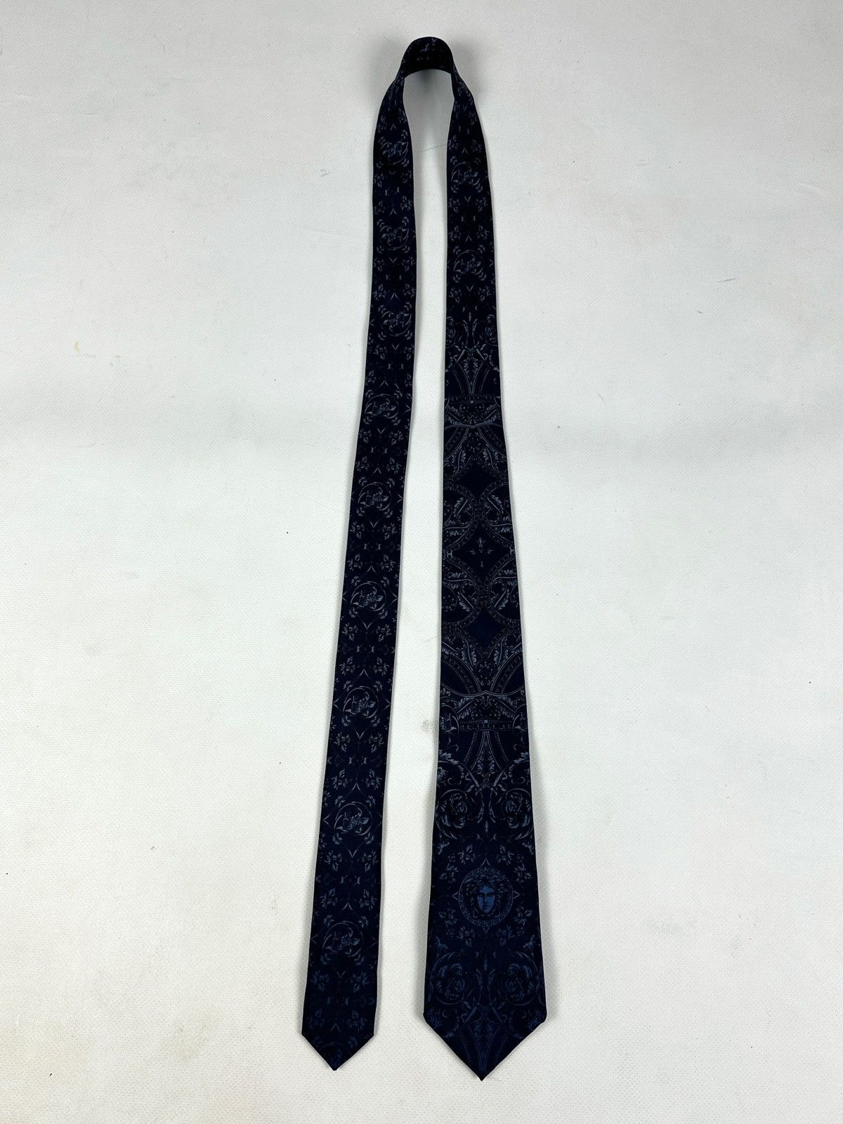 Versace Medusa Head Silk Navy Blue Tie
