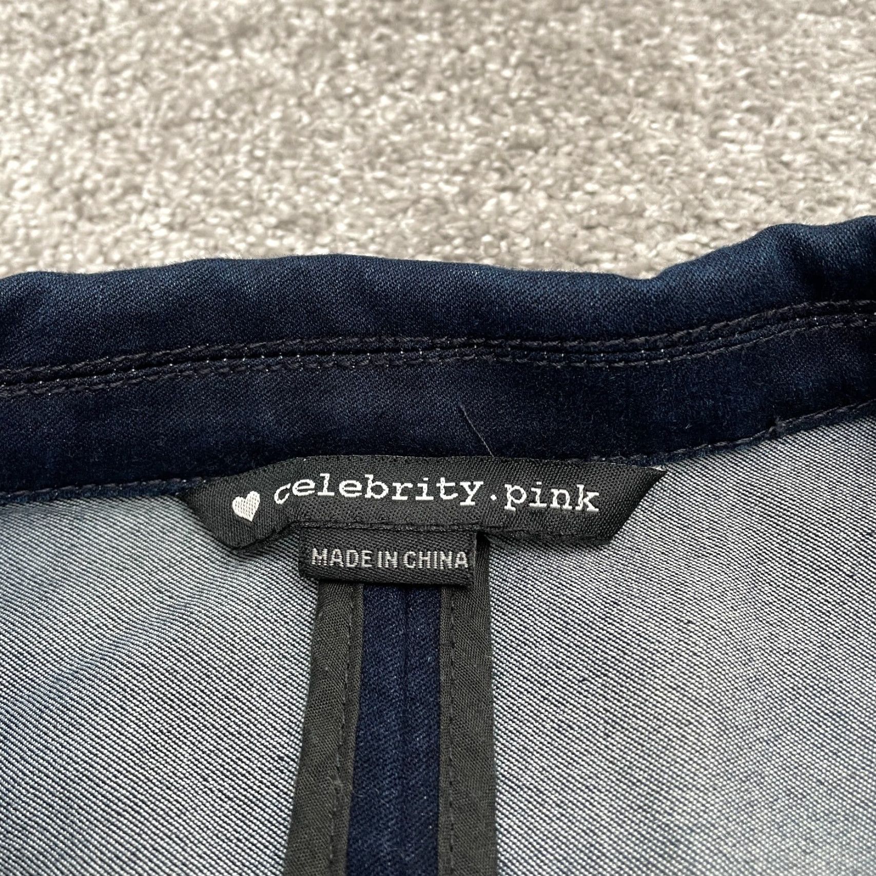 Vintage Celebrity Pink Denim Jacket Juniors L Dark Blue Casual Pocket Stretch Size L / US 10 / IT 46 - 4 Thumbnail