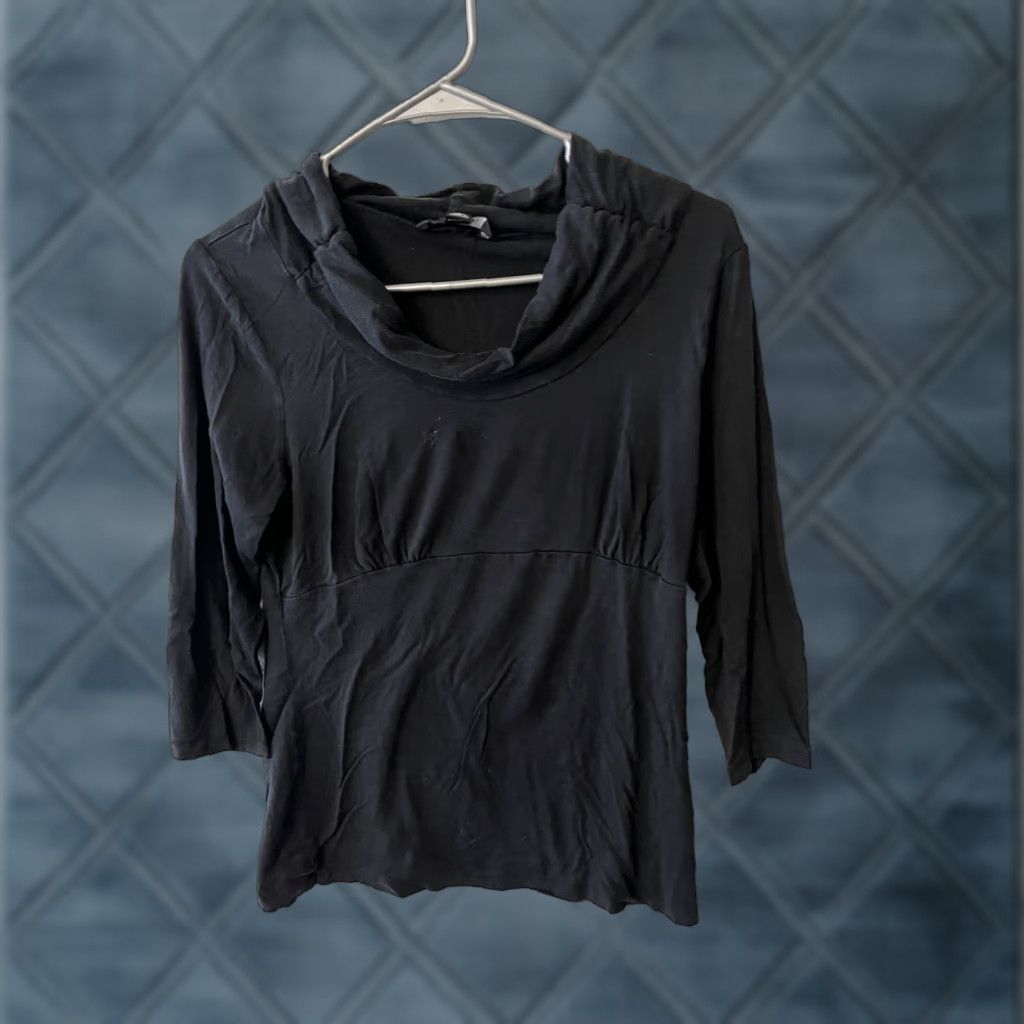 Banana Republic Banana Republic Black Shirt L 3/4 Sleeve Cowl Neck Women Regular Size Large Size L / US 10 / IT 46 - 1 Thumbnail