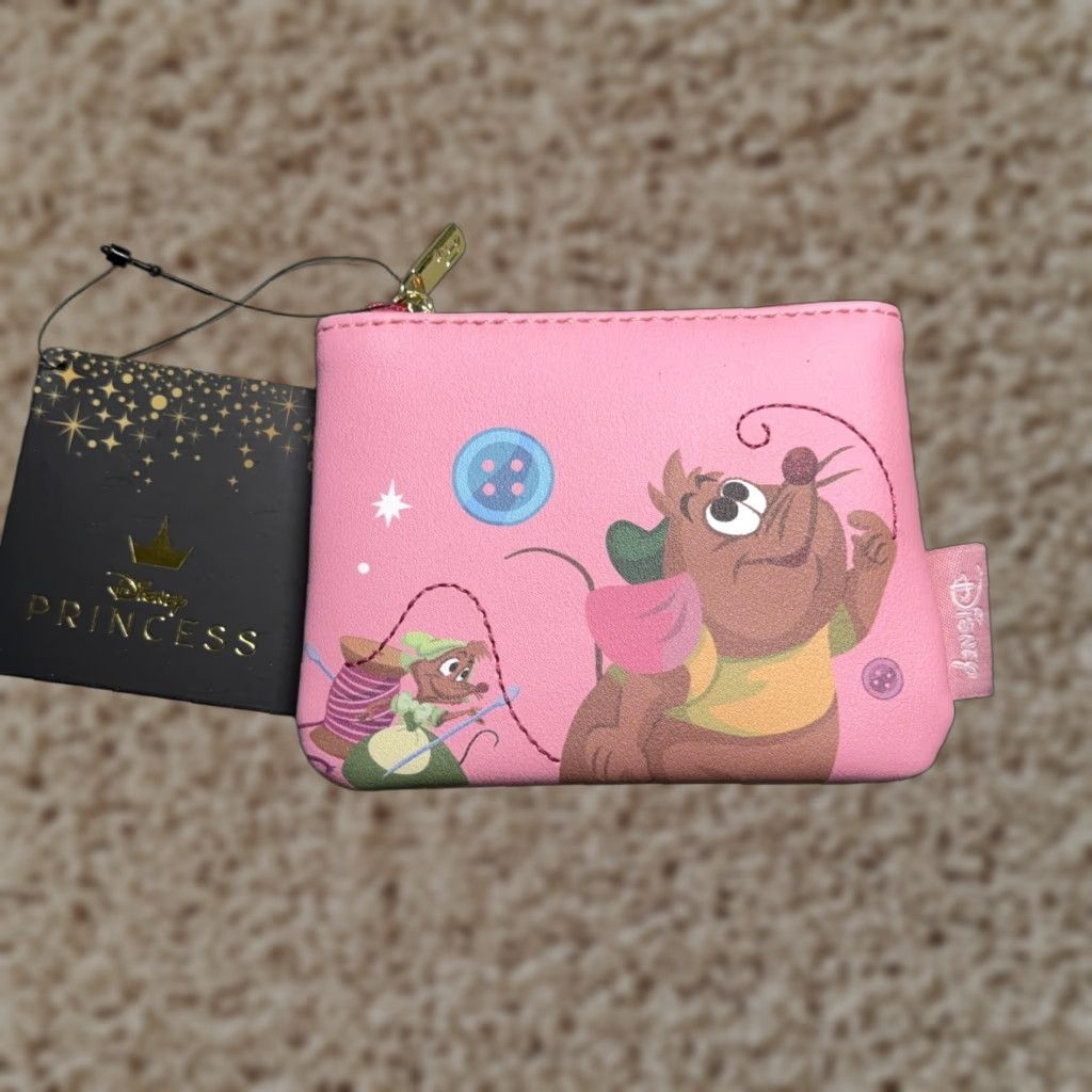 VINTAGE? Wait—no (not vintage). Loungefly x Disney Princess Coin Purse  Womens Pink Cinderella Jaq Gus