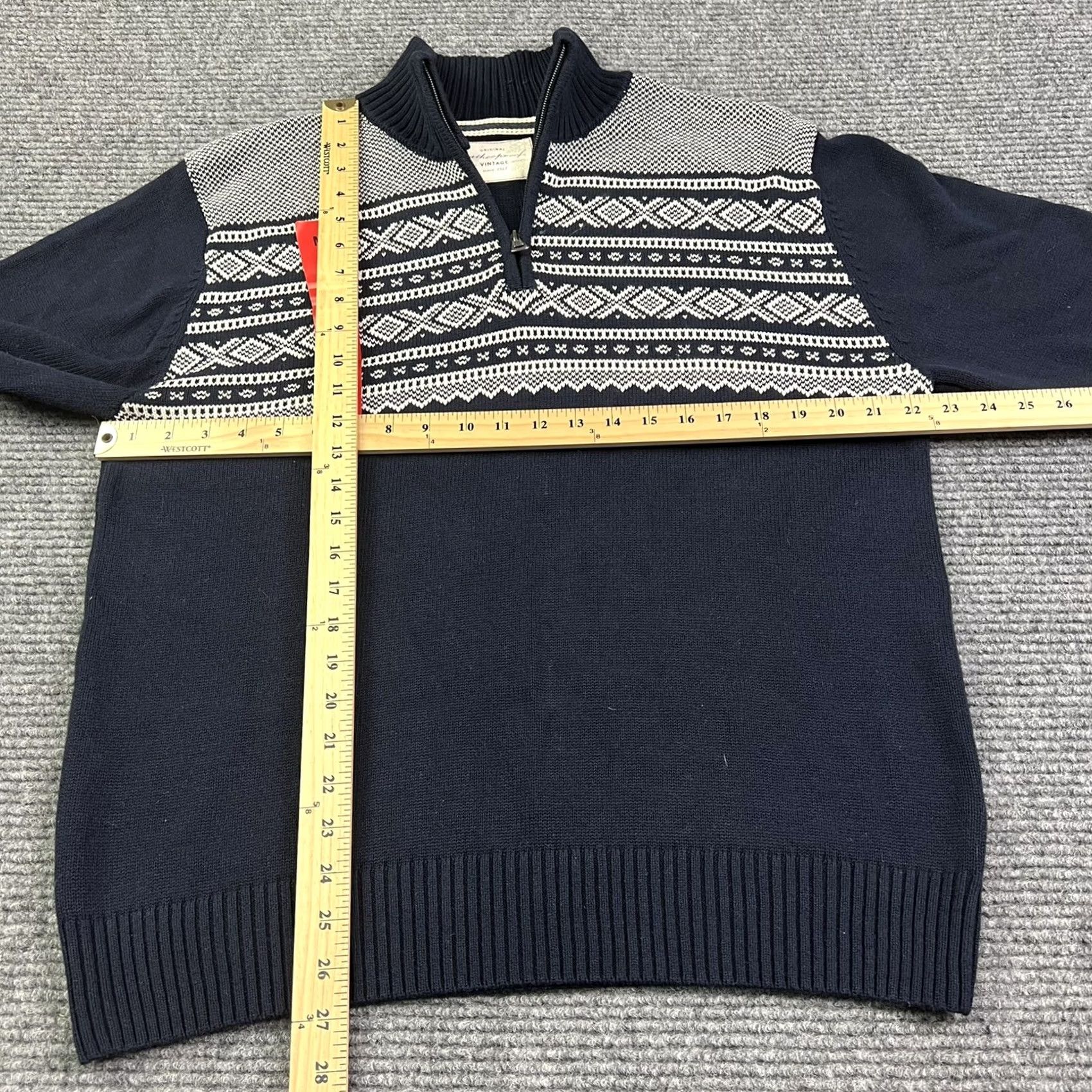 Weatherproof Weatherproof Vintage Men’s Quarter Zip Sweater Medium Blue White Knit Pullover Casual Geometric Xmas College Classic Sh Size US M / EU 48-50 / 2 - 4 Thumbnail