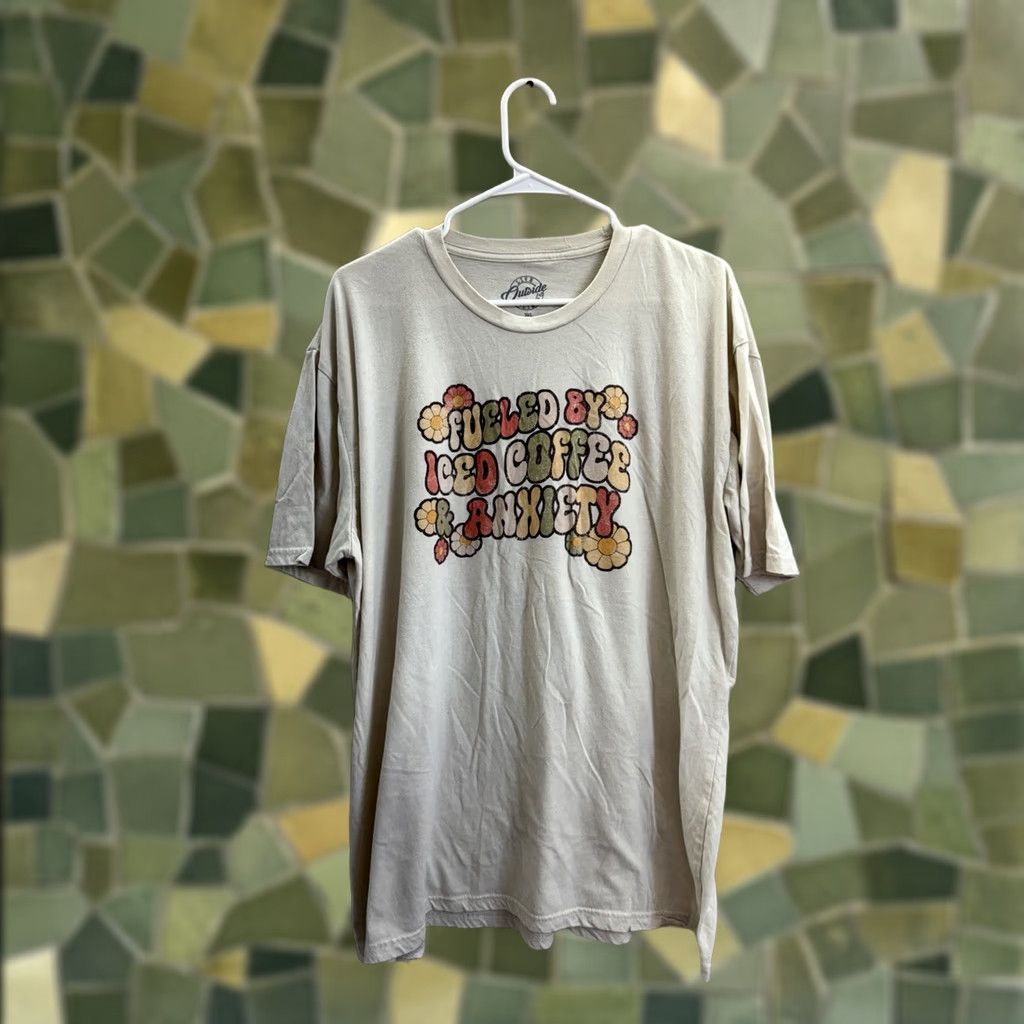Vintage Live Outside The Limits Womens T-Shirt 2XL Coffee & Anxiety Short Sleeve Brown Knit Cotton Polyester Casual Short Sleeve T-Shirt Womens Size XXL / US 16-18 / IT 52-54 - 1 Thumbnail