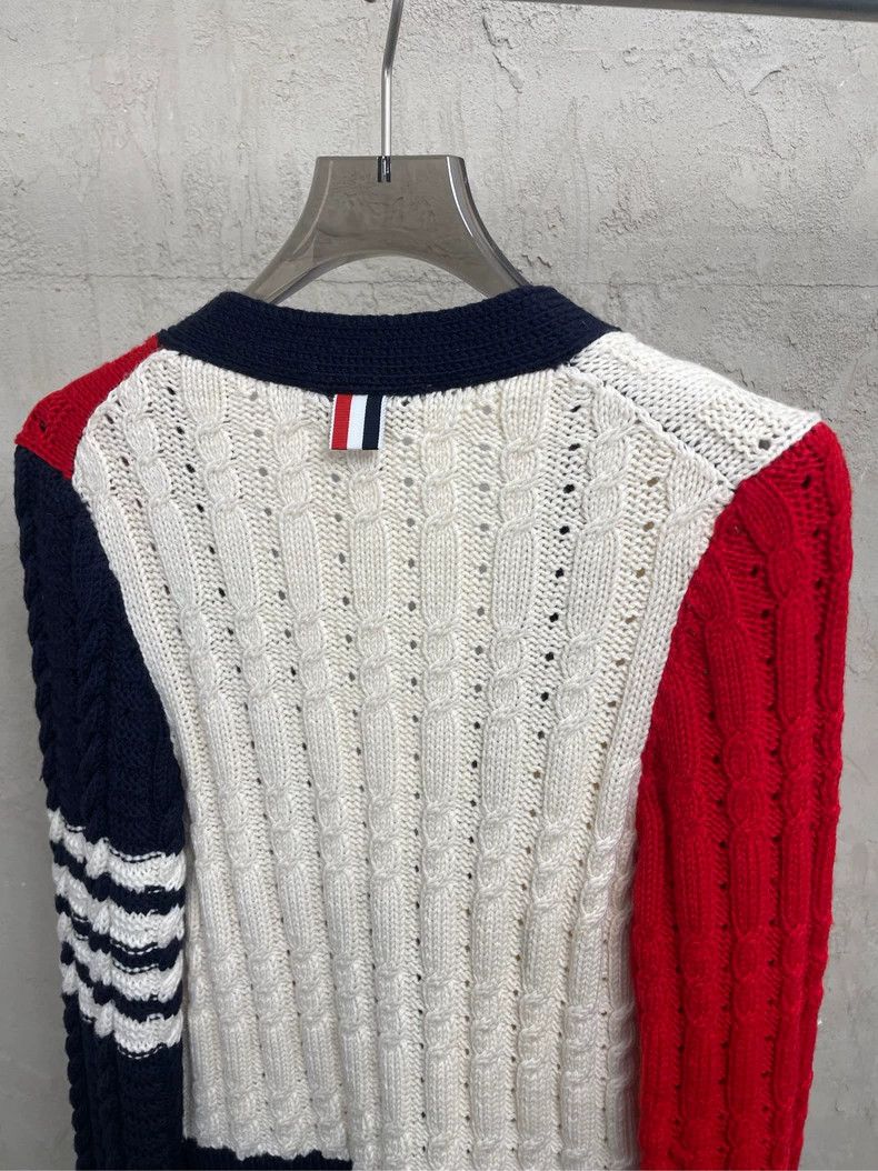 Thom Browne Thom Browne American red and Tibetan blue blended wool swe Size XS / US 0-2 / IT 36-38 - 4 Thumbnail