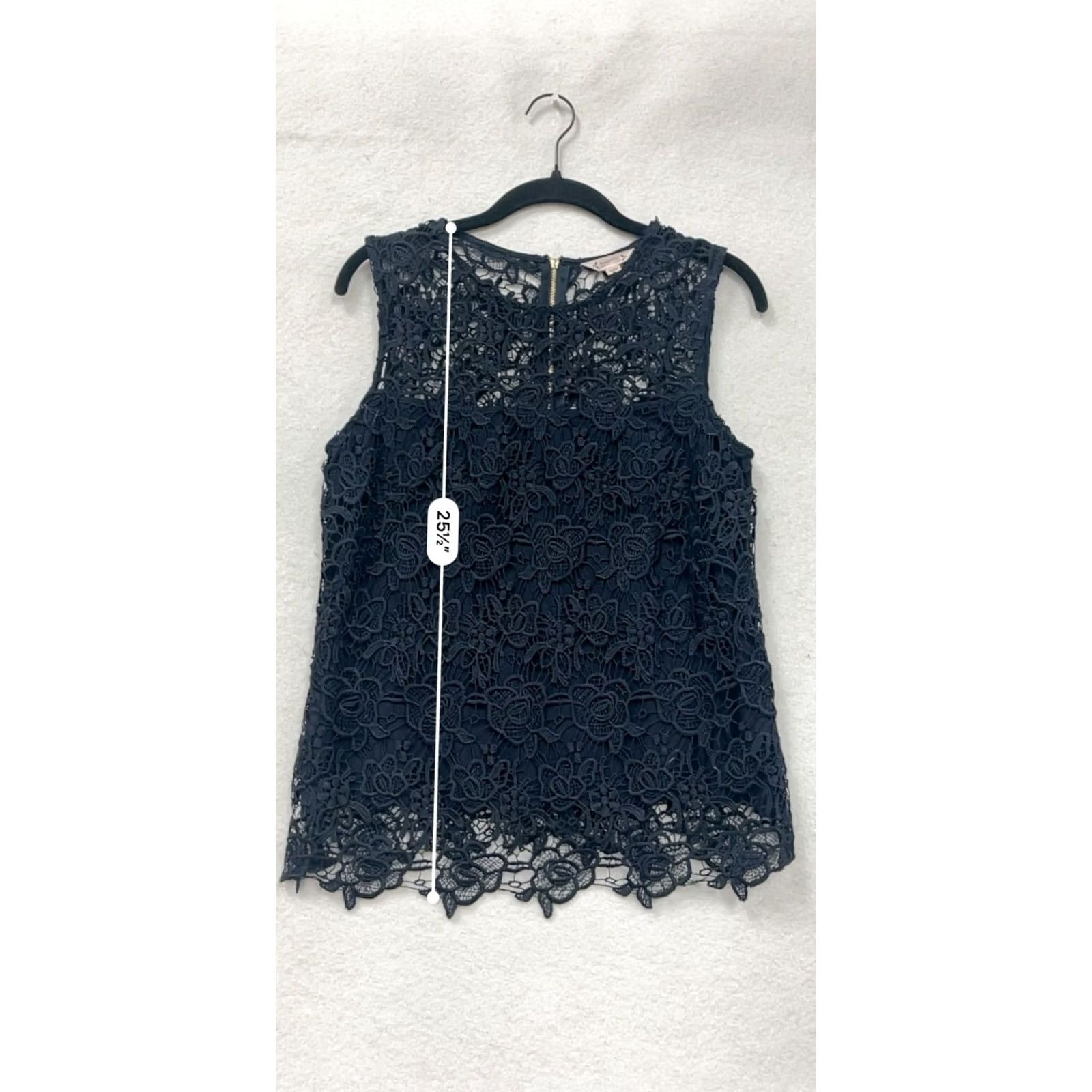 Nanette Lepore Nanette Lepore Womens Blouse Navy Floral Lace Sleeveless Top S Navy Size S / US 4 / IT 40 - 7 Thumbnail
