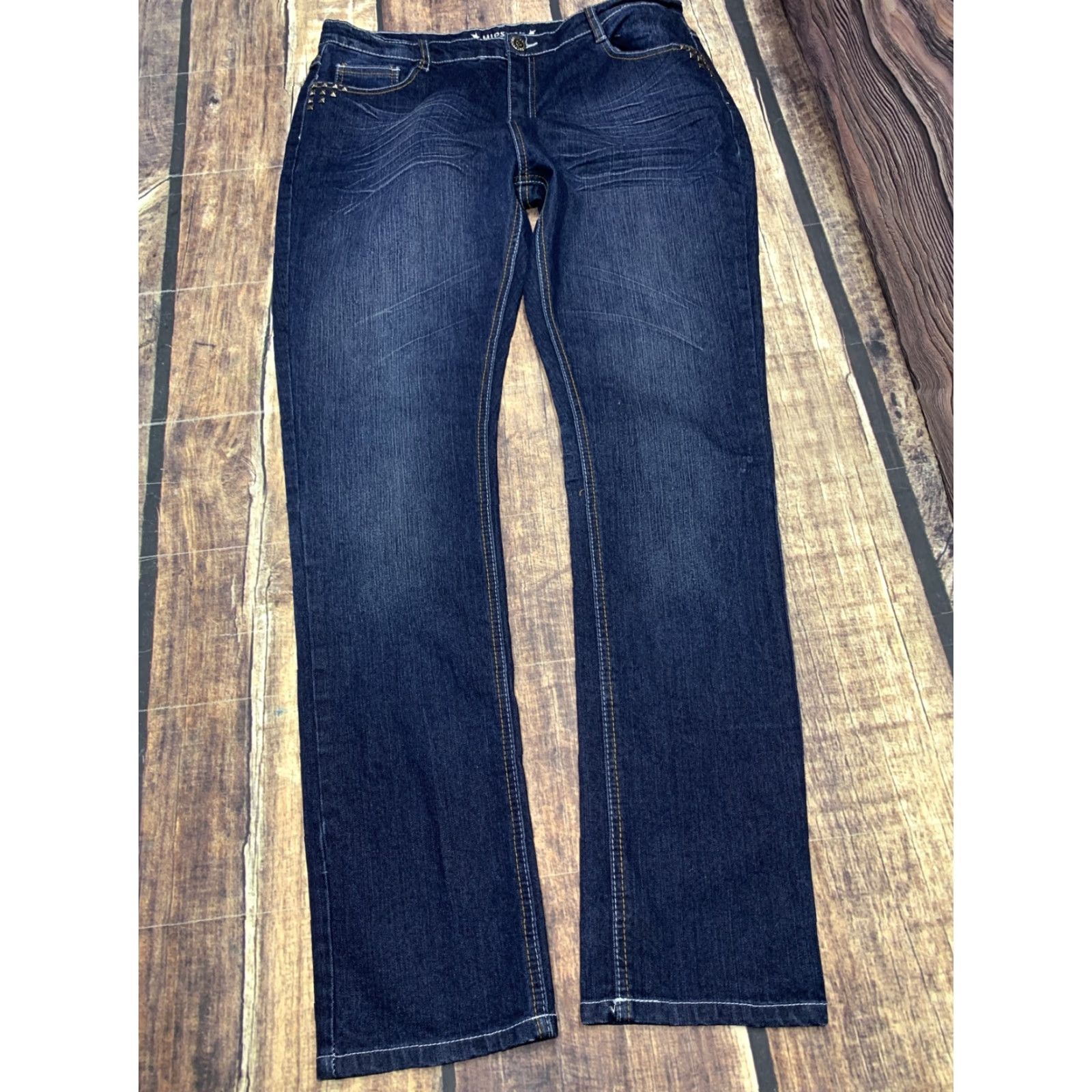 Vintage Hipstar Womens Blue Skinny Jeans 36 x 32 Size 18 Bling Pockets Denim Pants Regular Inseam 32 Womens Size 40" / US 18 - 2 Thumbnail